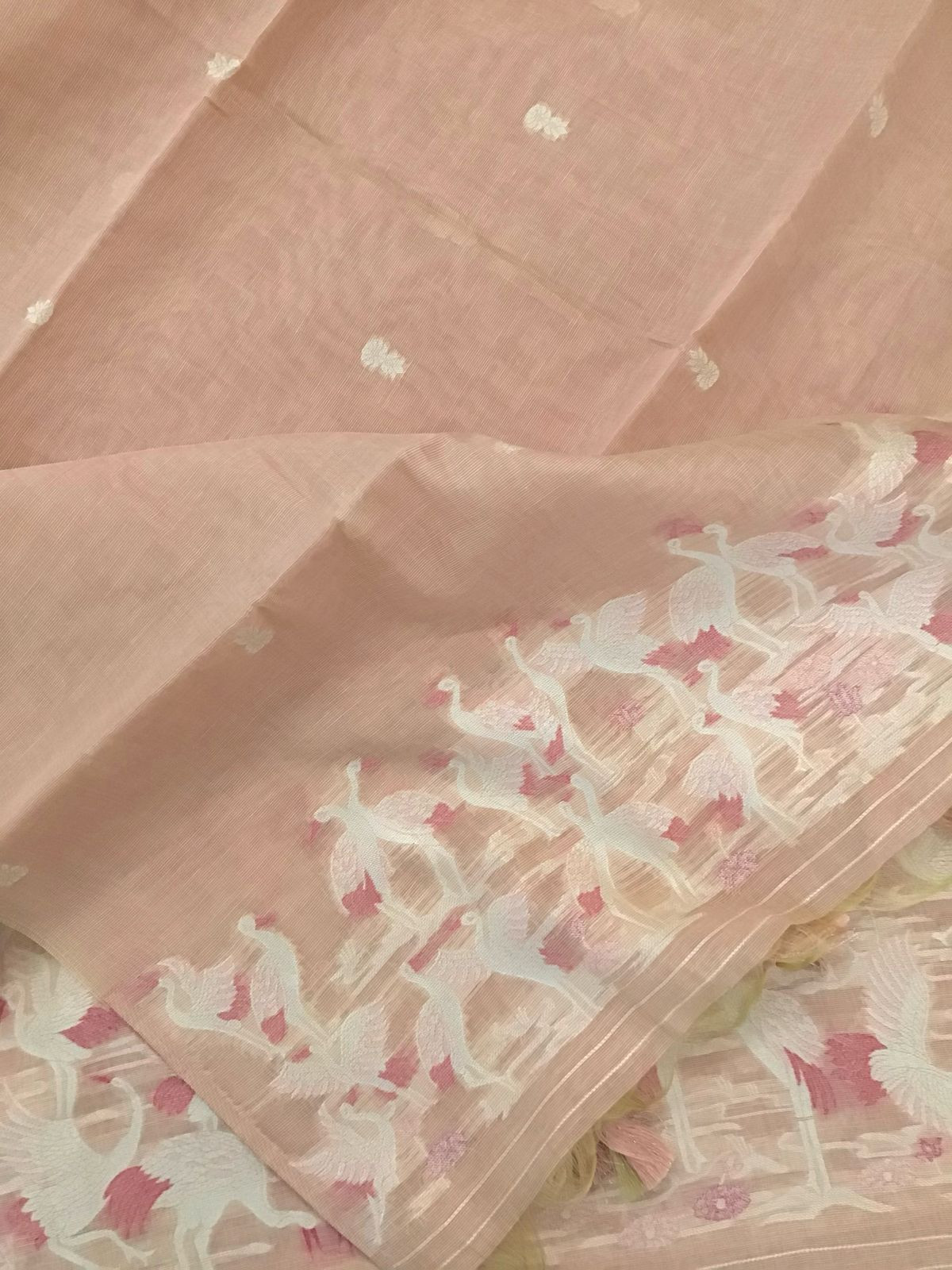 Soft Chanderi Jamdani Weaved Suit - Peach