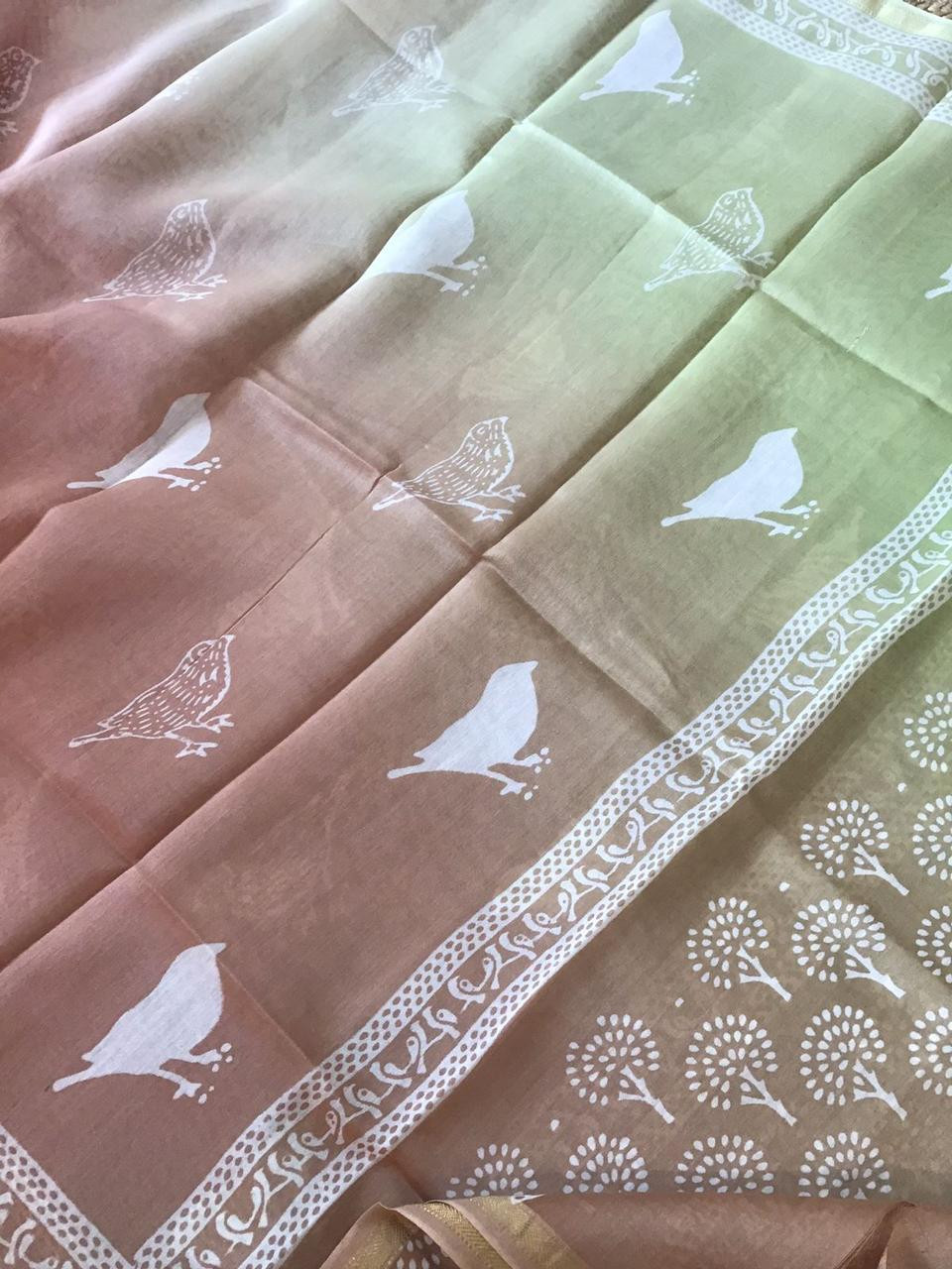 Pure Maheshwari Printed Suit - Green