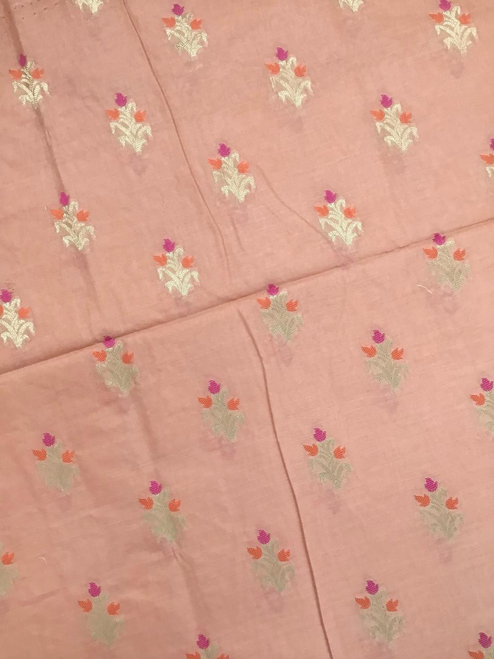 Soft Chanderi Banarasi Weaved Suit - Peach