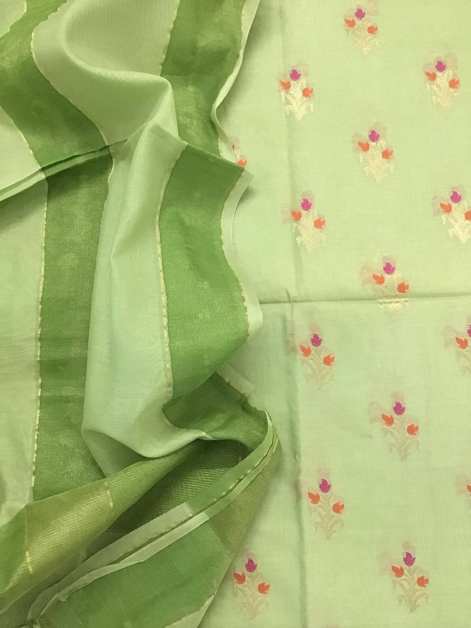 Soft Chanderi Banarasi Weaved Suit - Green