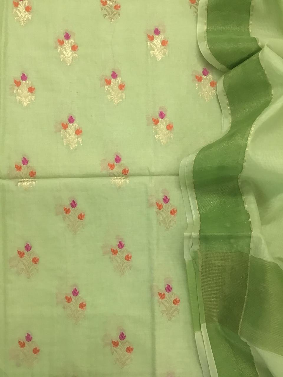 Soft Chanderi Banarasi Weaved Suit - Green
