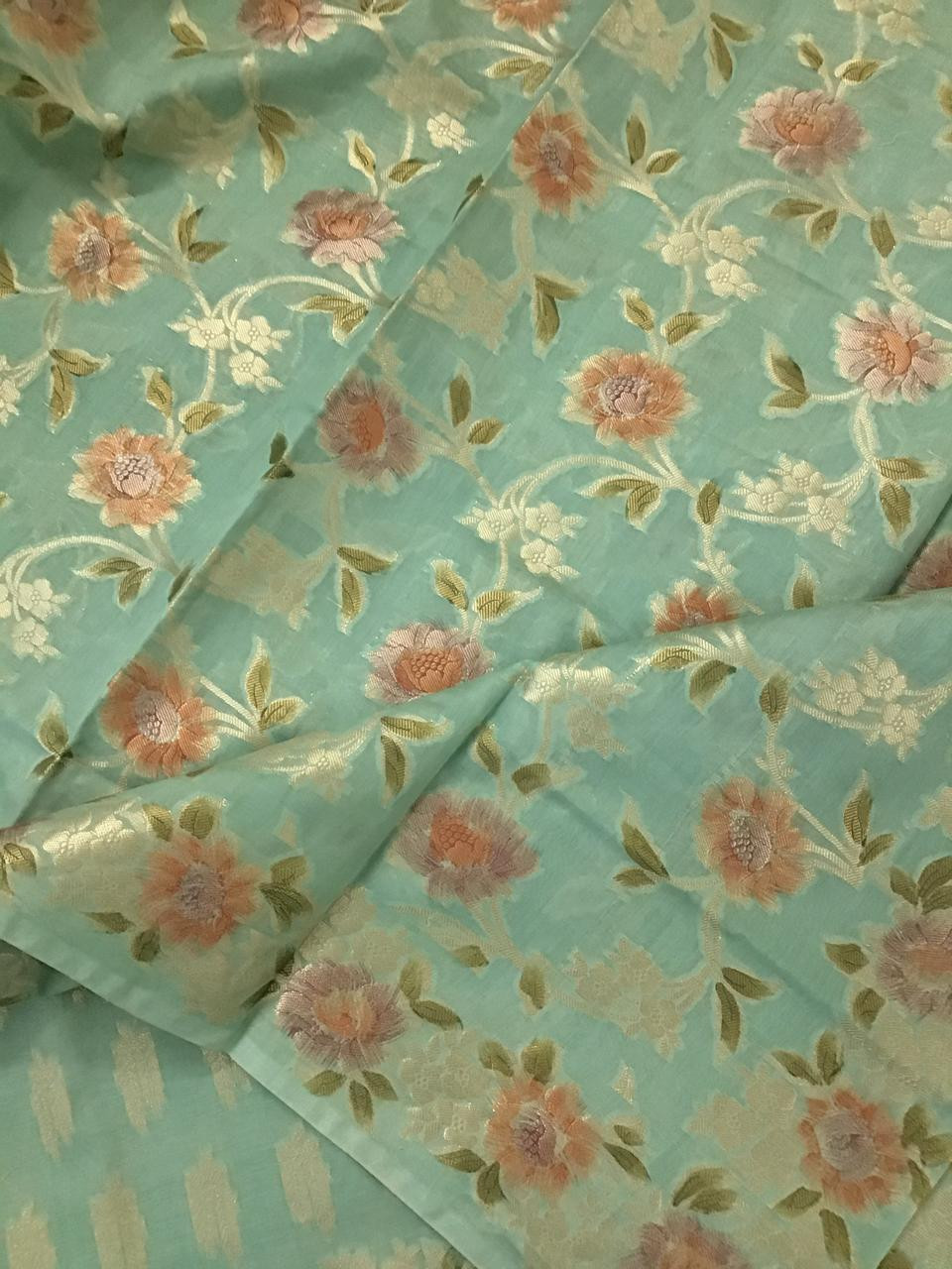 Soft Chanderi Banarasi Weaved Suit - Sea Green