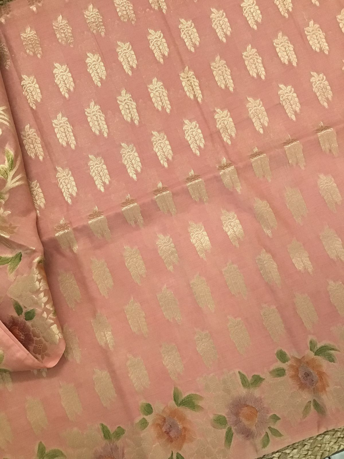 Soft Chanderi Banarasi Weaved Suit - Peach