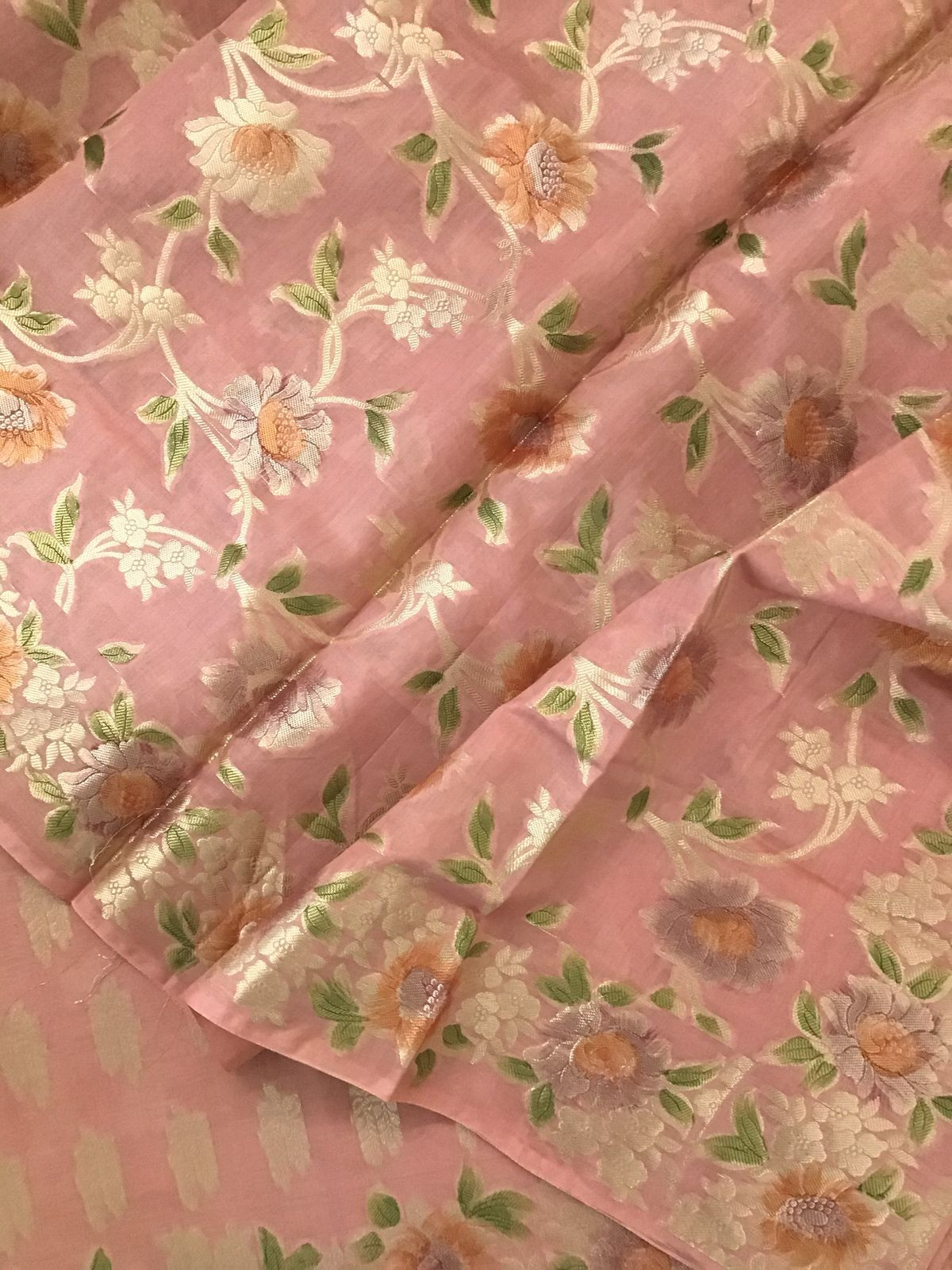 Soft Chanderi Banarasi Weaved Suit - Peach