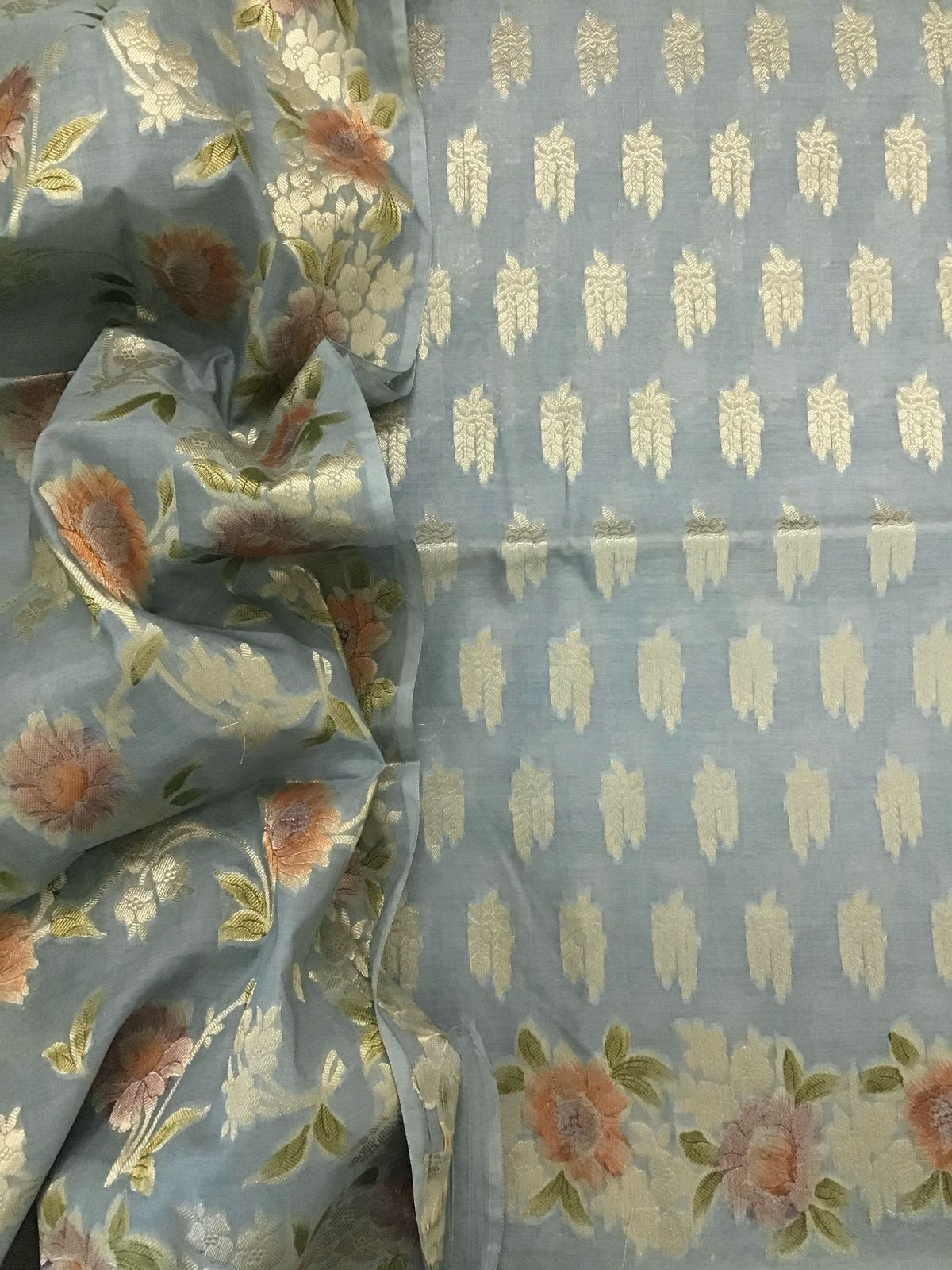 Soft Chanderi Banarasi Weaved Suit - Grey