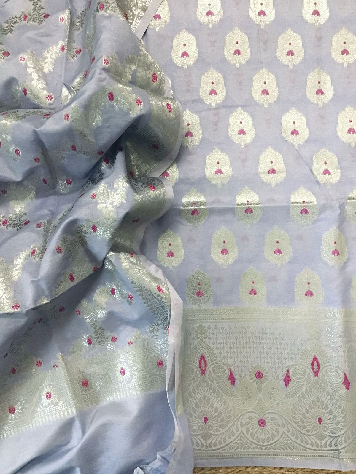 Soft Chanderi Banarasi Weaved Suit - Lavender