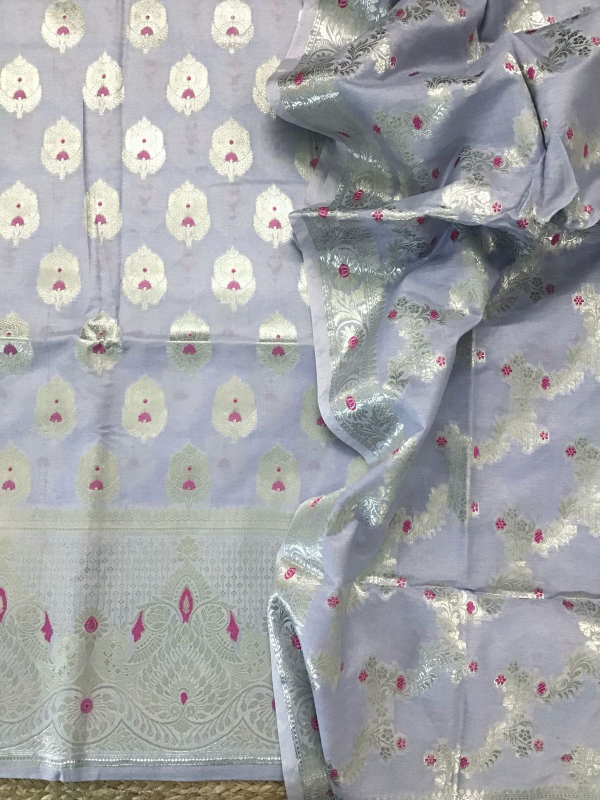 Soft Chanderi Banarasi Weaved Suit - Lavender