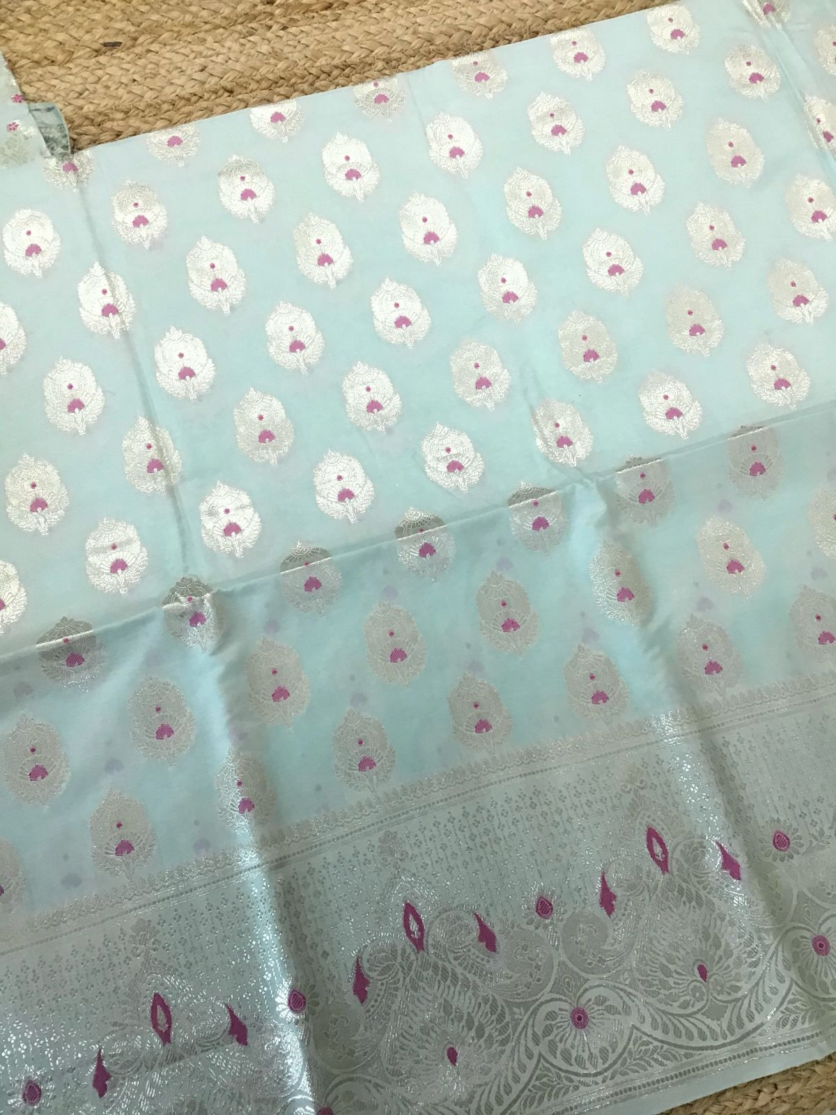 Soft Chanderi Banarasi Weaved Suit - Sea Green