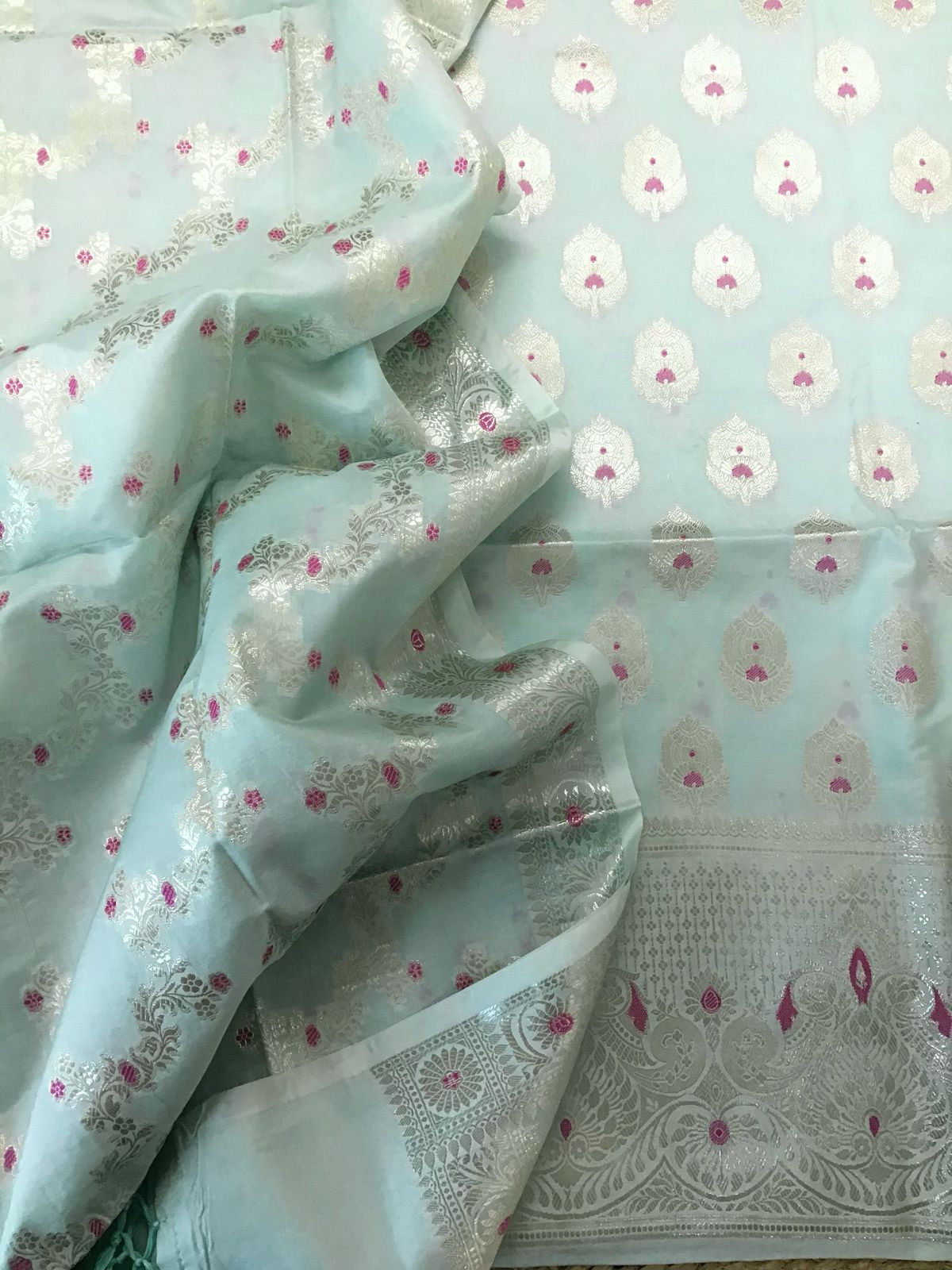 Soft Chanderi Banarasi Weaved Suit - Sea Green