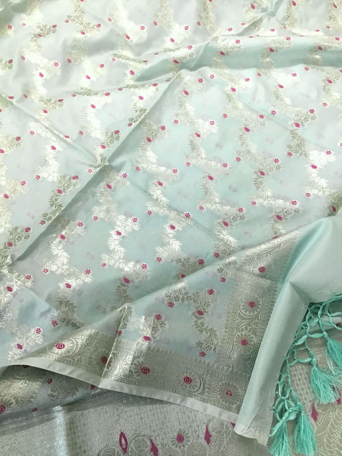 Soft Chanderi Banarasi Weaved Suit - Sea Green