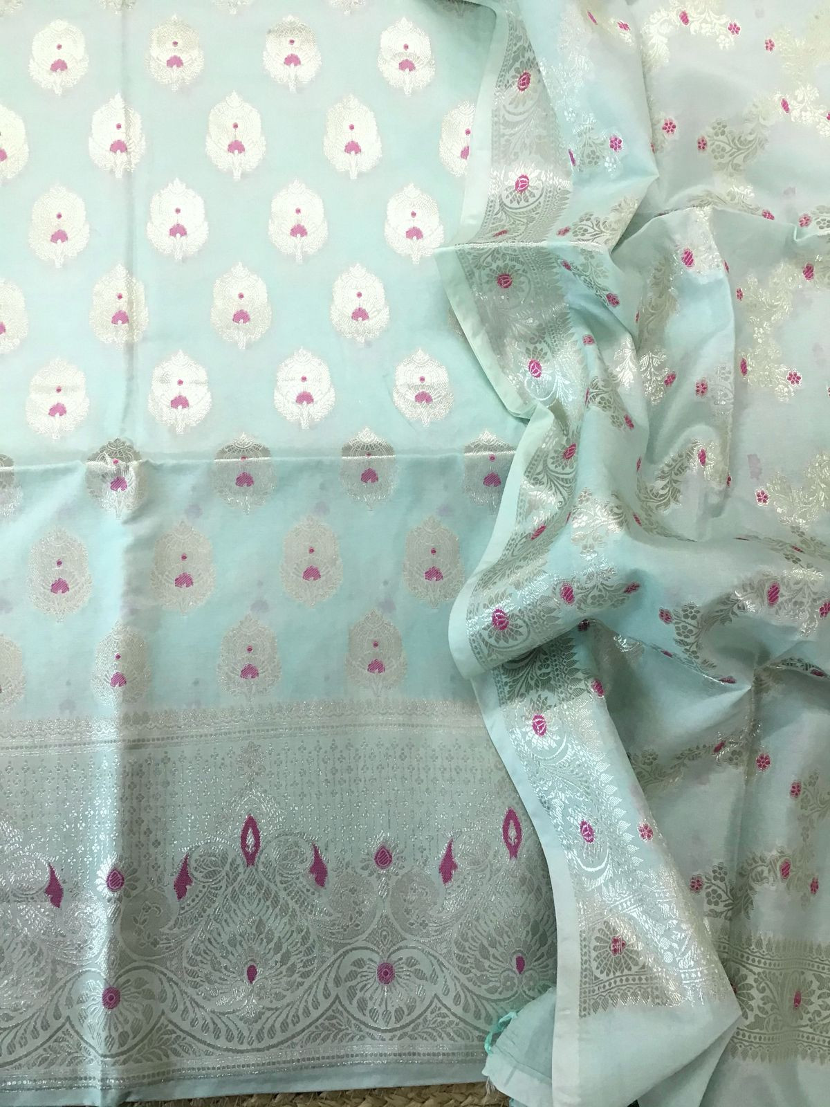 Soft Chanderi Banarasi Weaved Suit - Sea Green