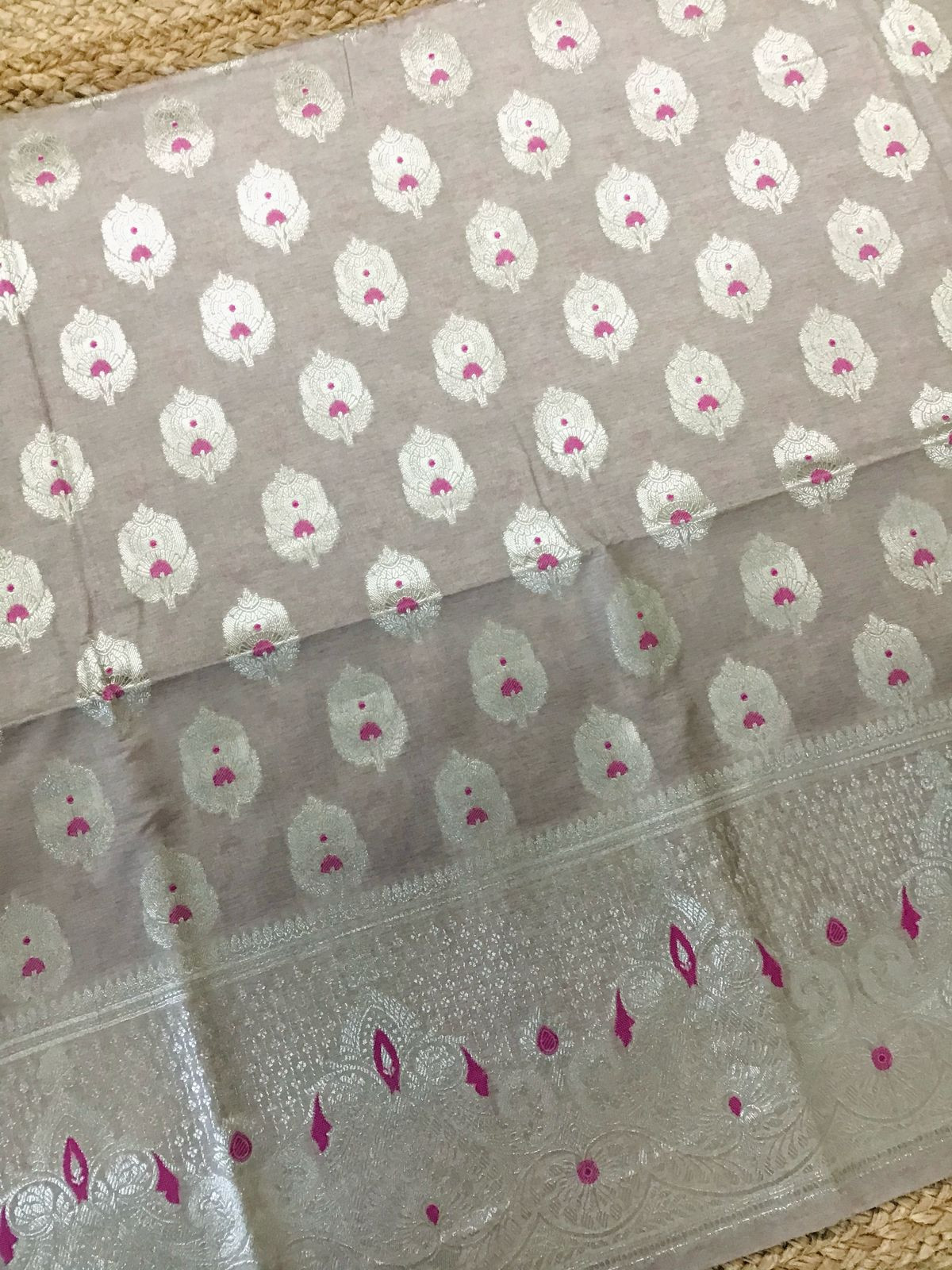 Soft Chanderi Banarasi Weaved Suit - Beige