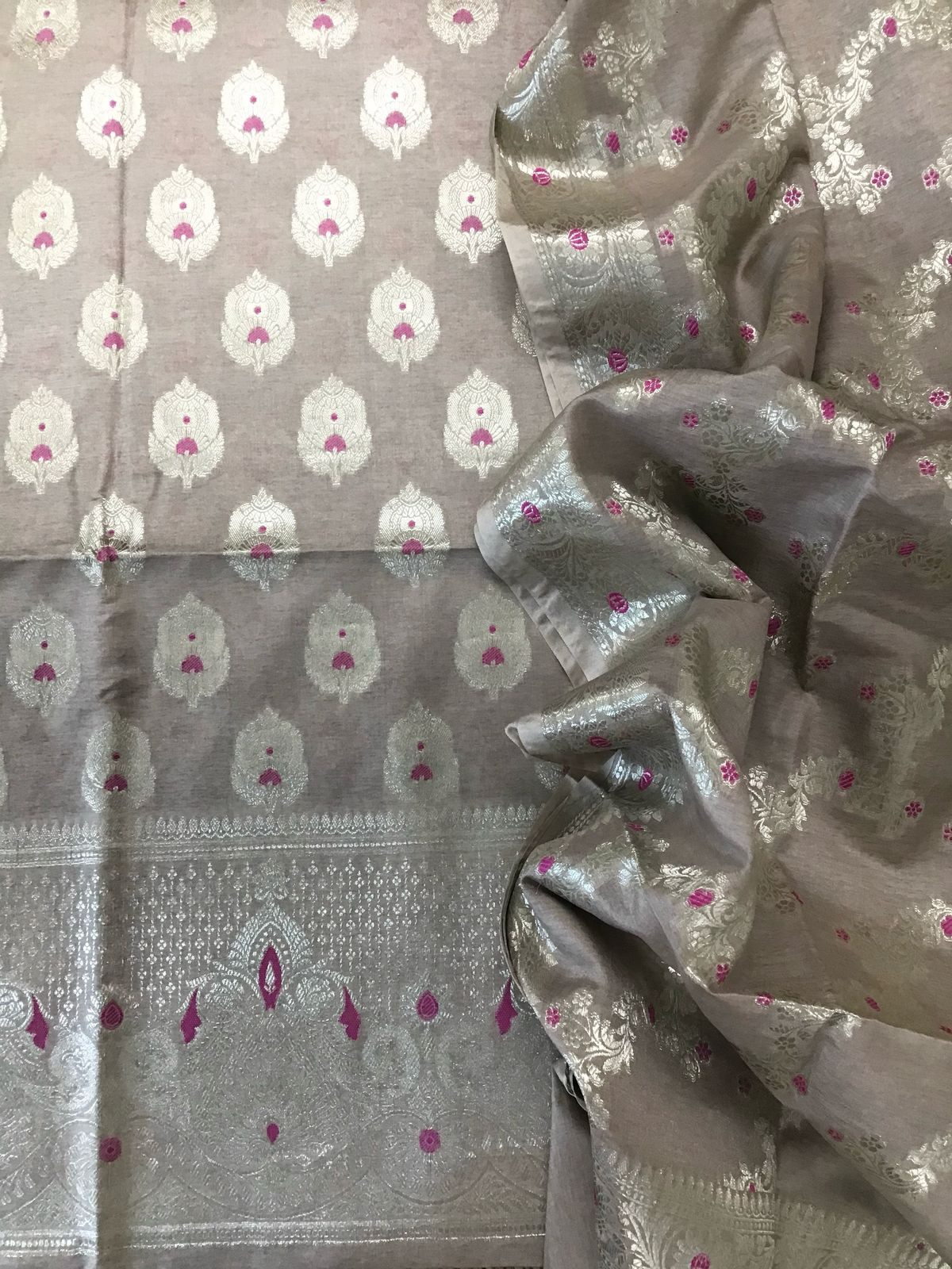 Soft Chanderi Banarasi Weaved Suit - Beige