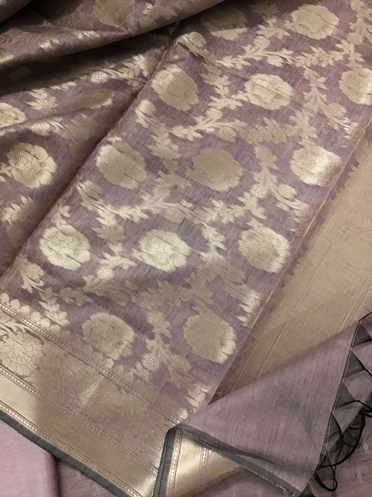 Soft Chanderi Banarasi Weaved Suit - Lilac