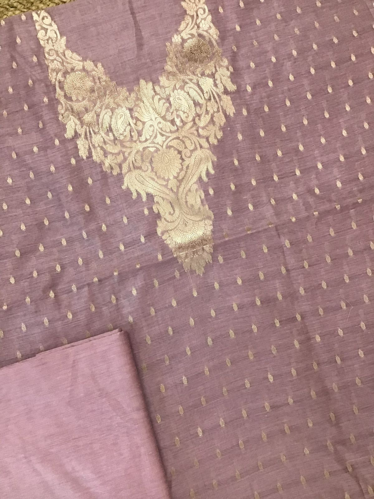 Soft Chanderi Banarasi Weaved Suit - Lilac