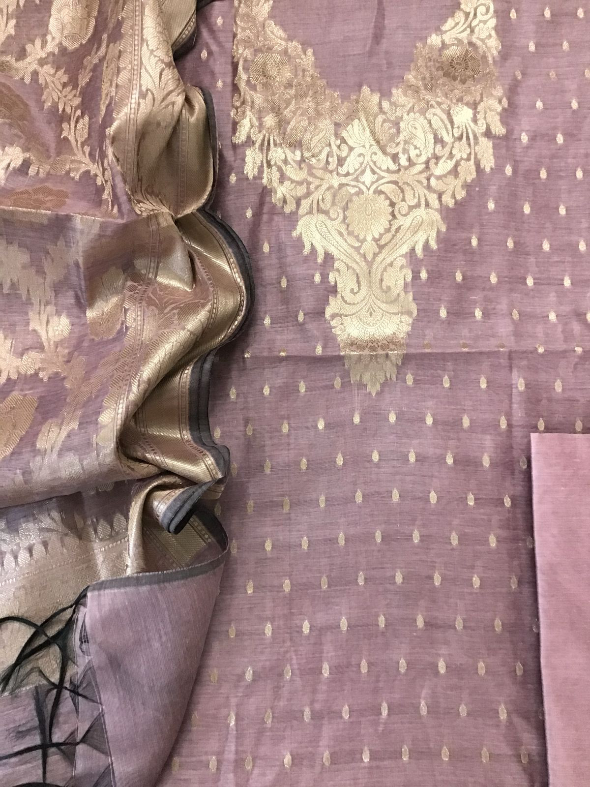 Soft Chanderi Banarasi Weaved Suit - Lilac