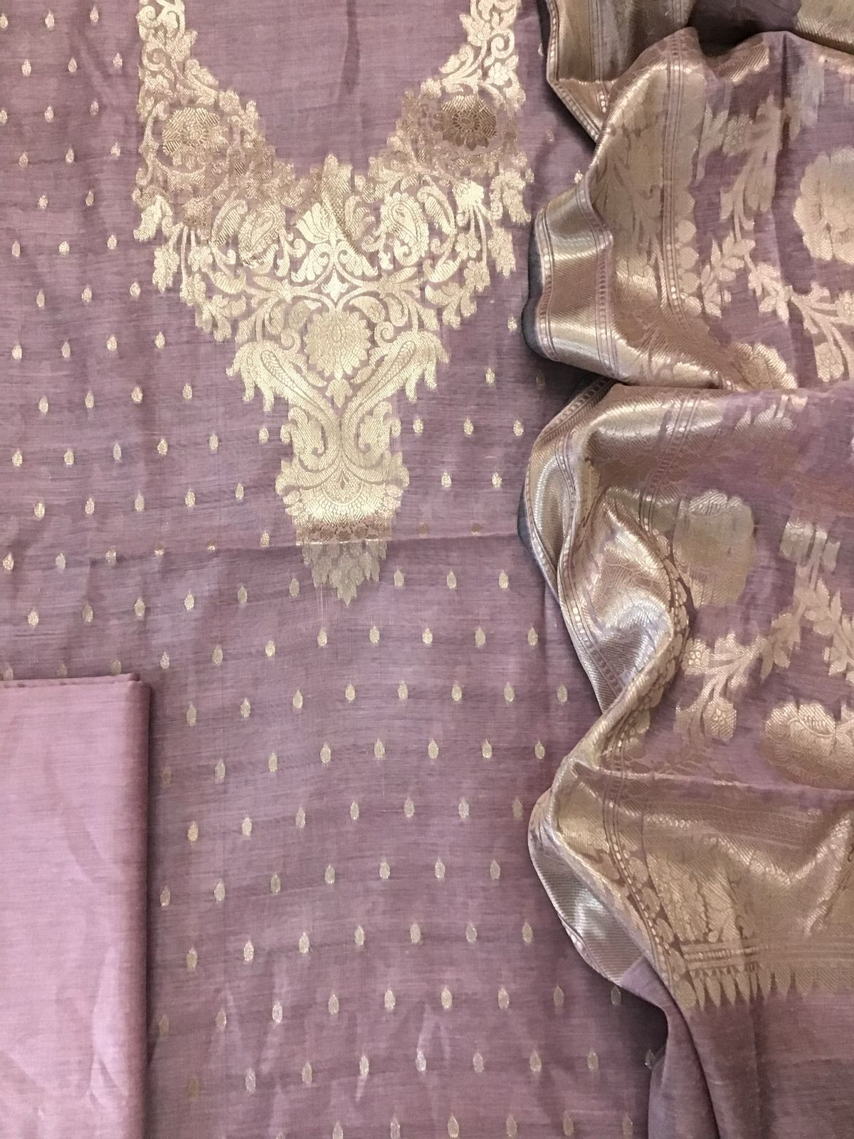 Soft Chanderi Banarasi Weaved Suit - Lilac