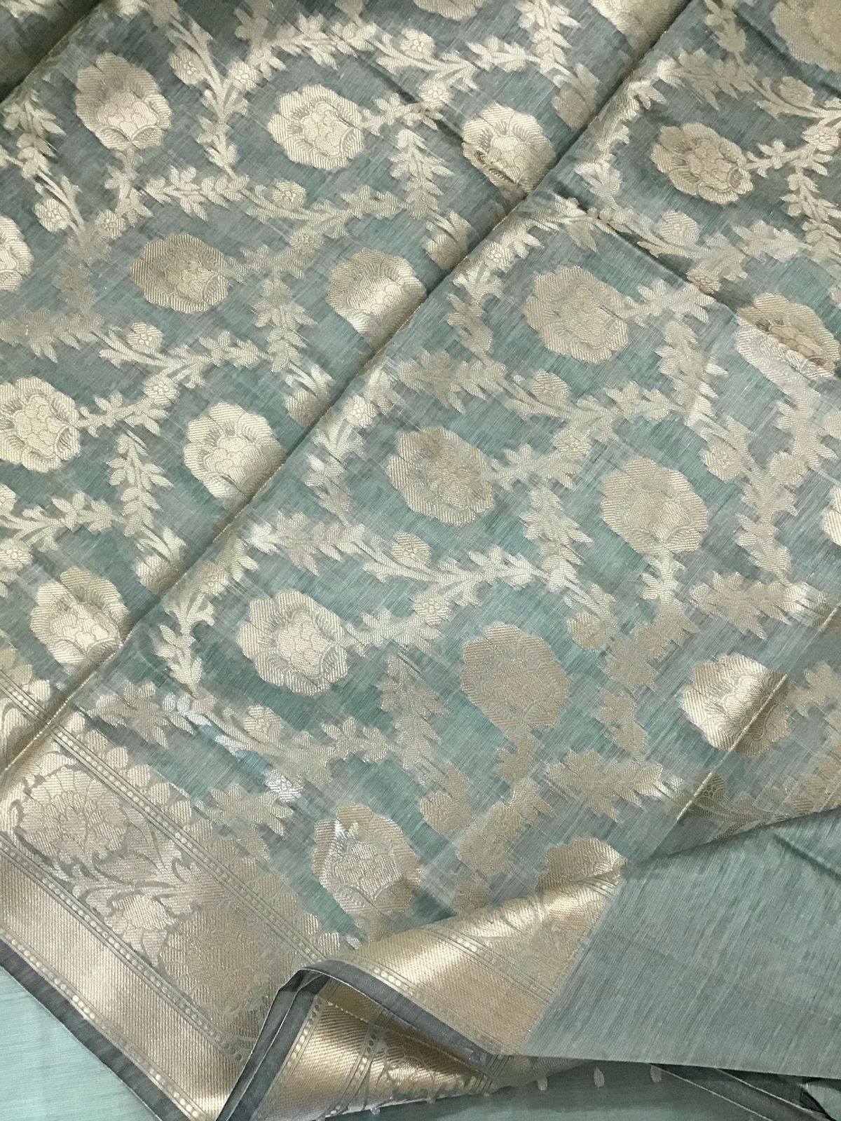 Soft Chanderi Banarasi Weaved Suit - Sea Blue