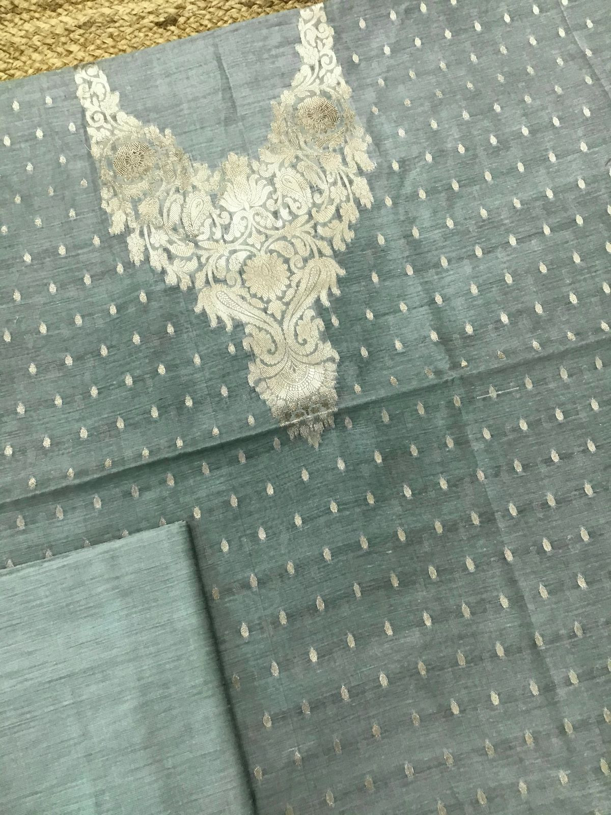 Soft Chanderi Banarasi Weaved Suit - Sea Blue