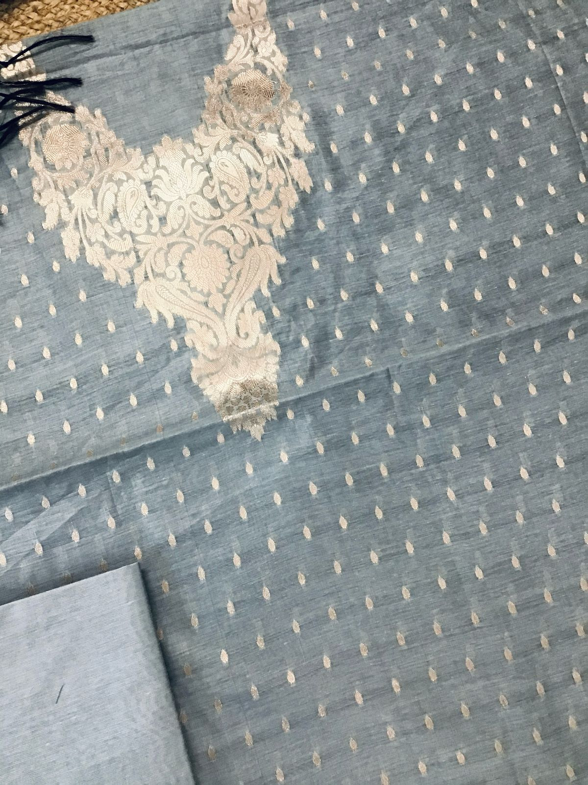 Soft Chanderi Banarasi Weaved Suit - Grey