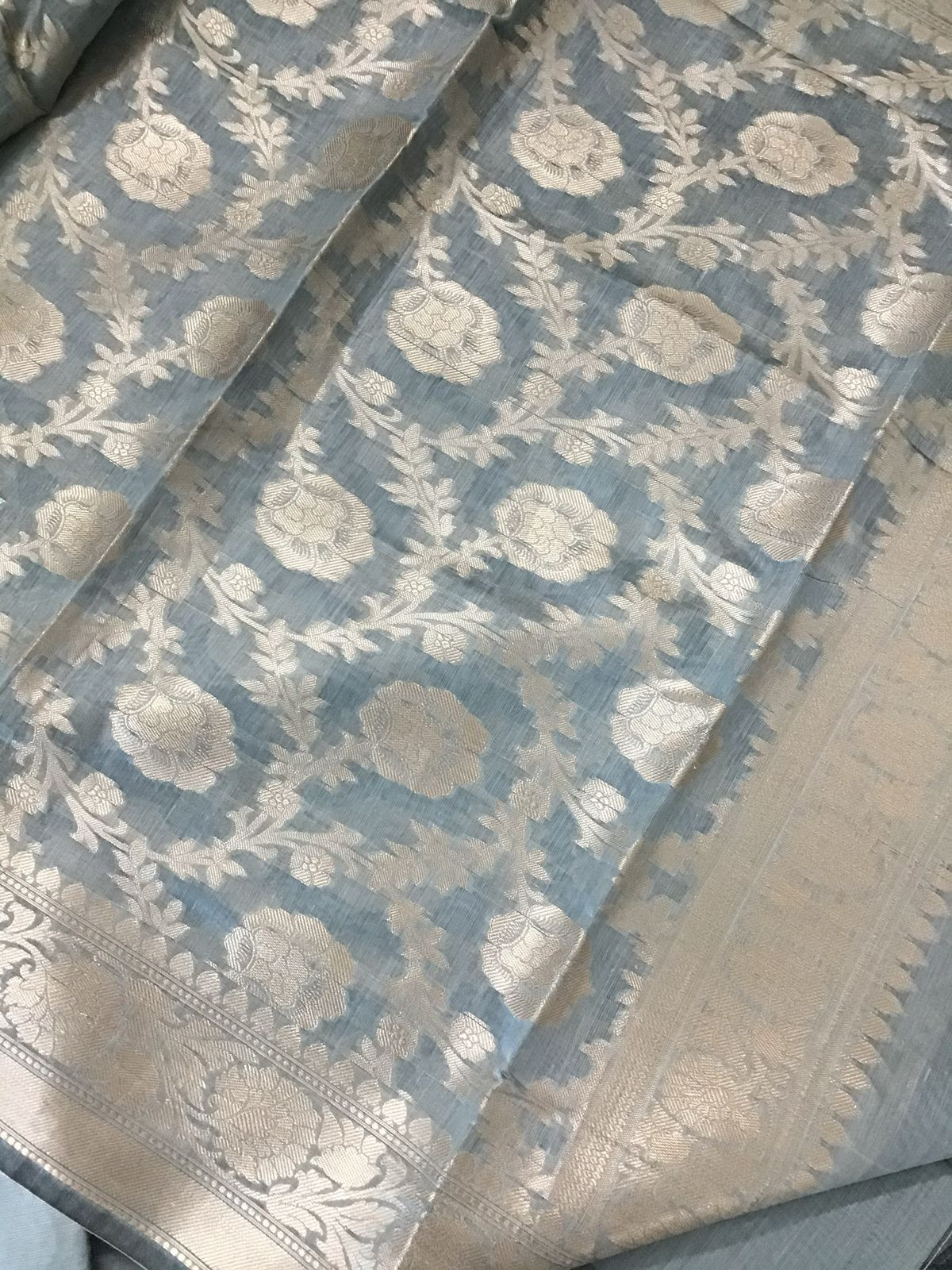 Soft Chanderi Banarasi Weaved Suit - Grey