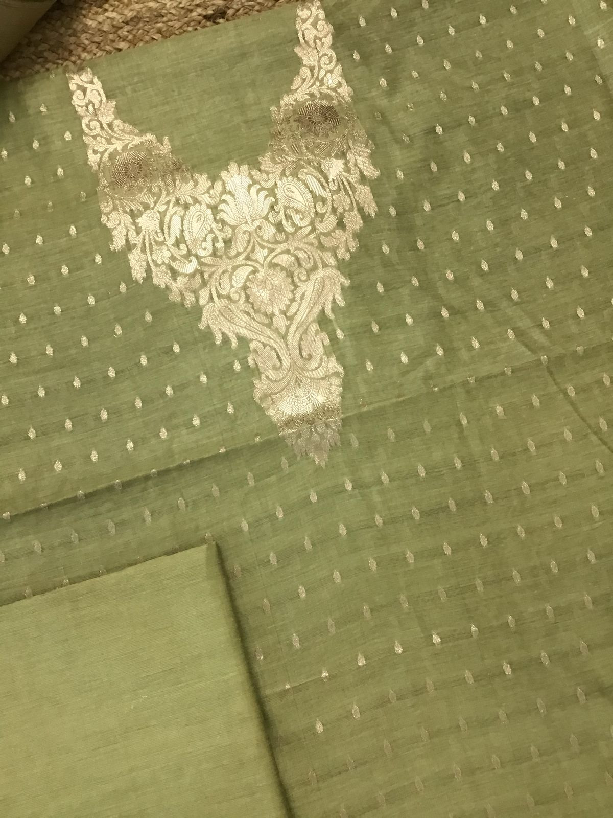 Soft Chanderi Banarasi Weaved Suit - Green