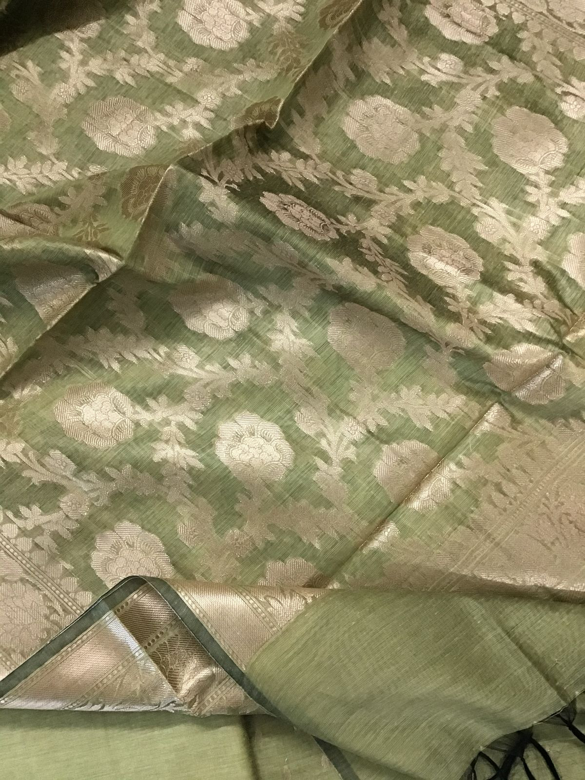 Soft Chanderi Banarasi Weaved Suit - Green