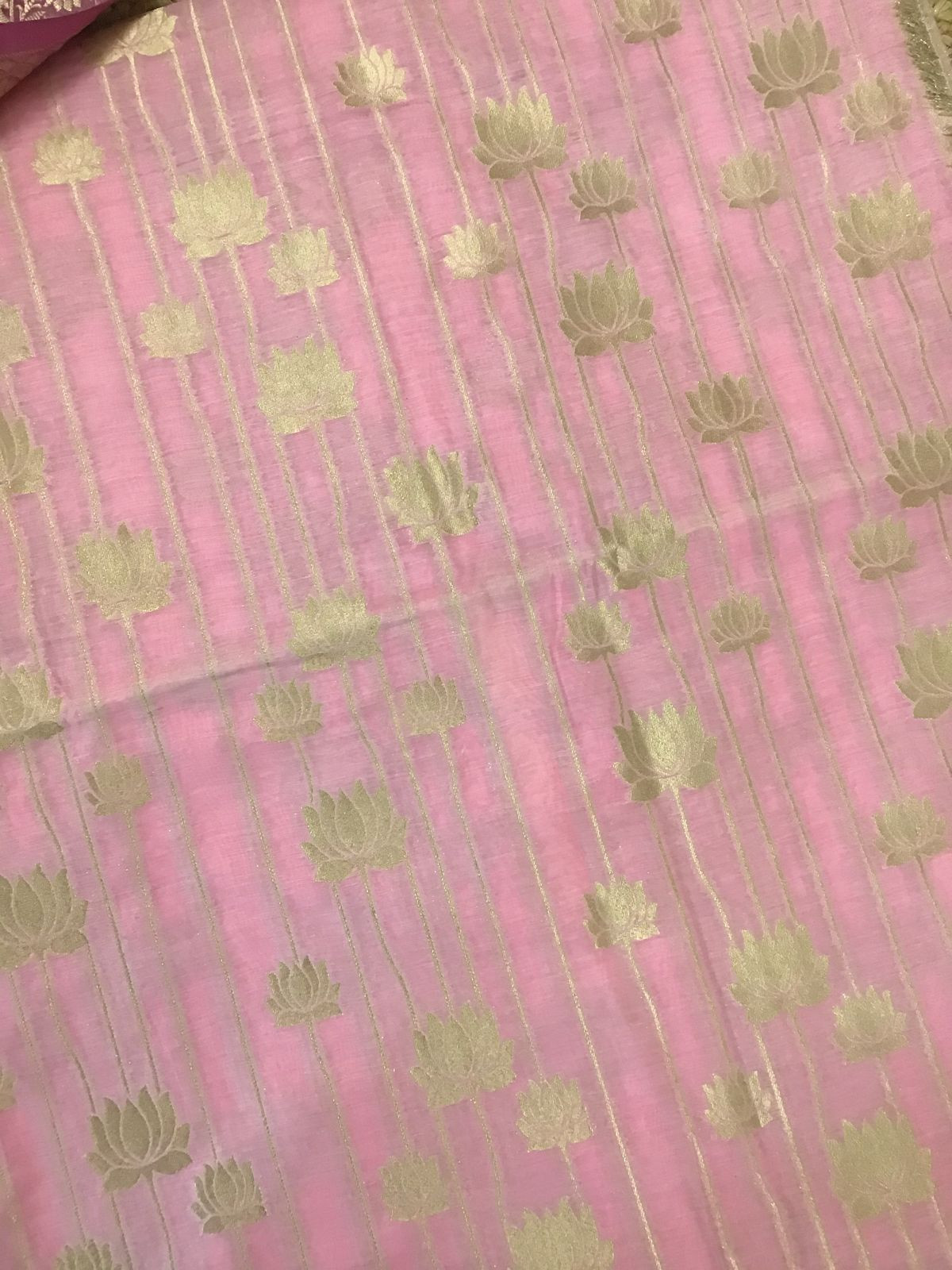 Soft Chanderi Banarasi Weaved Suit - Pink