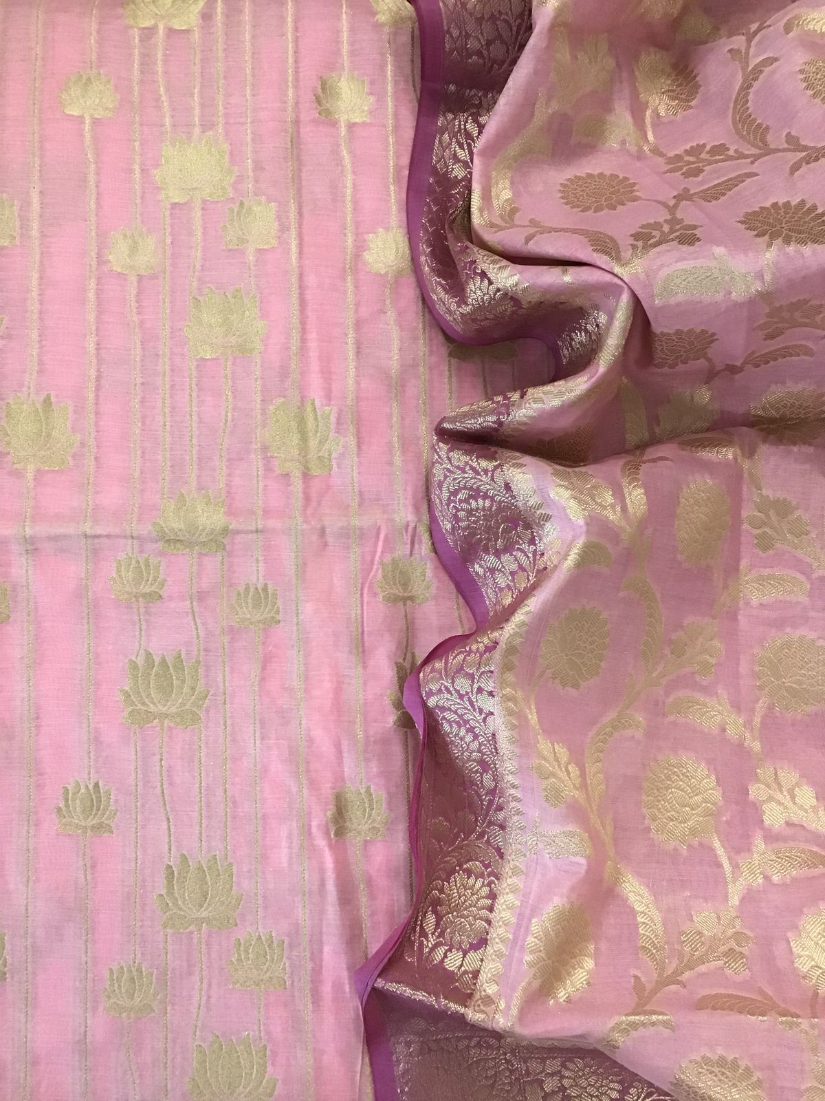 Soft Chanderi Banarasi Weaved Suit - Pink