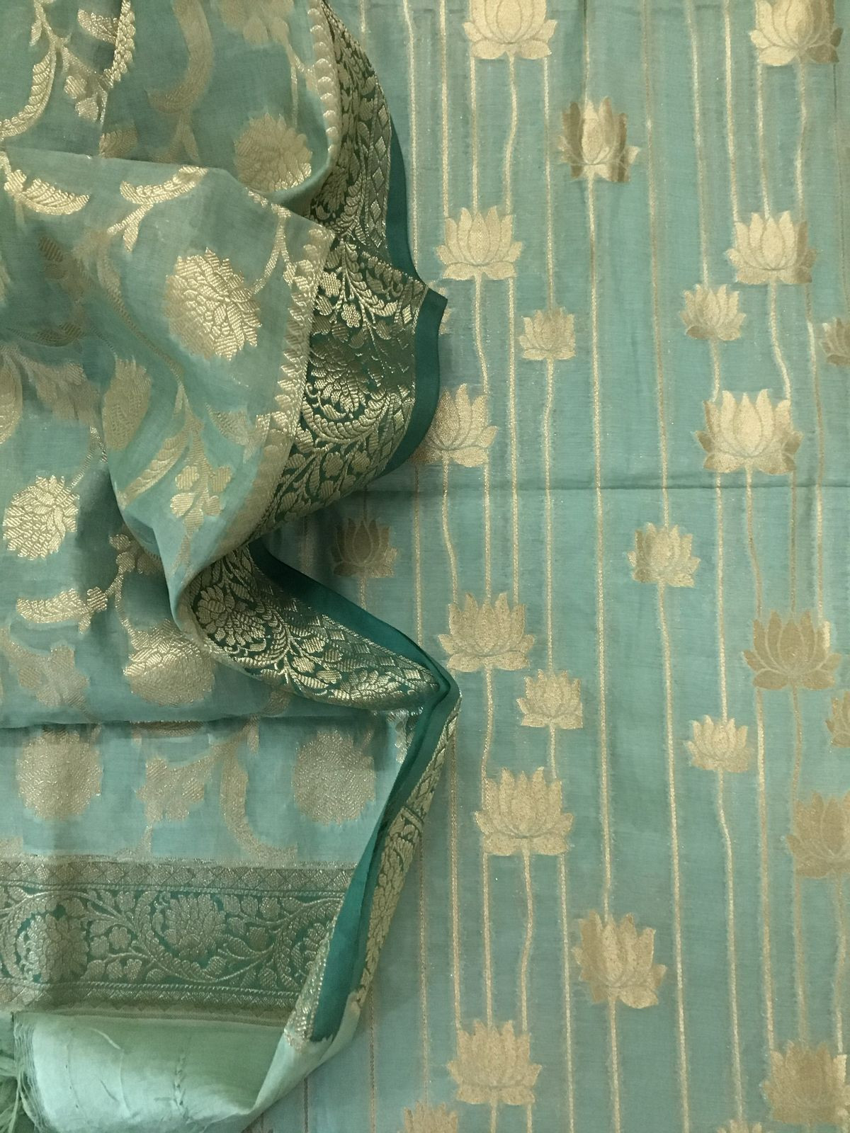 Soft Chanderi Banarasi Weaved Suit - Green