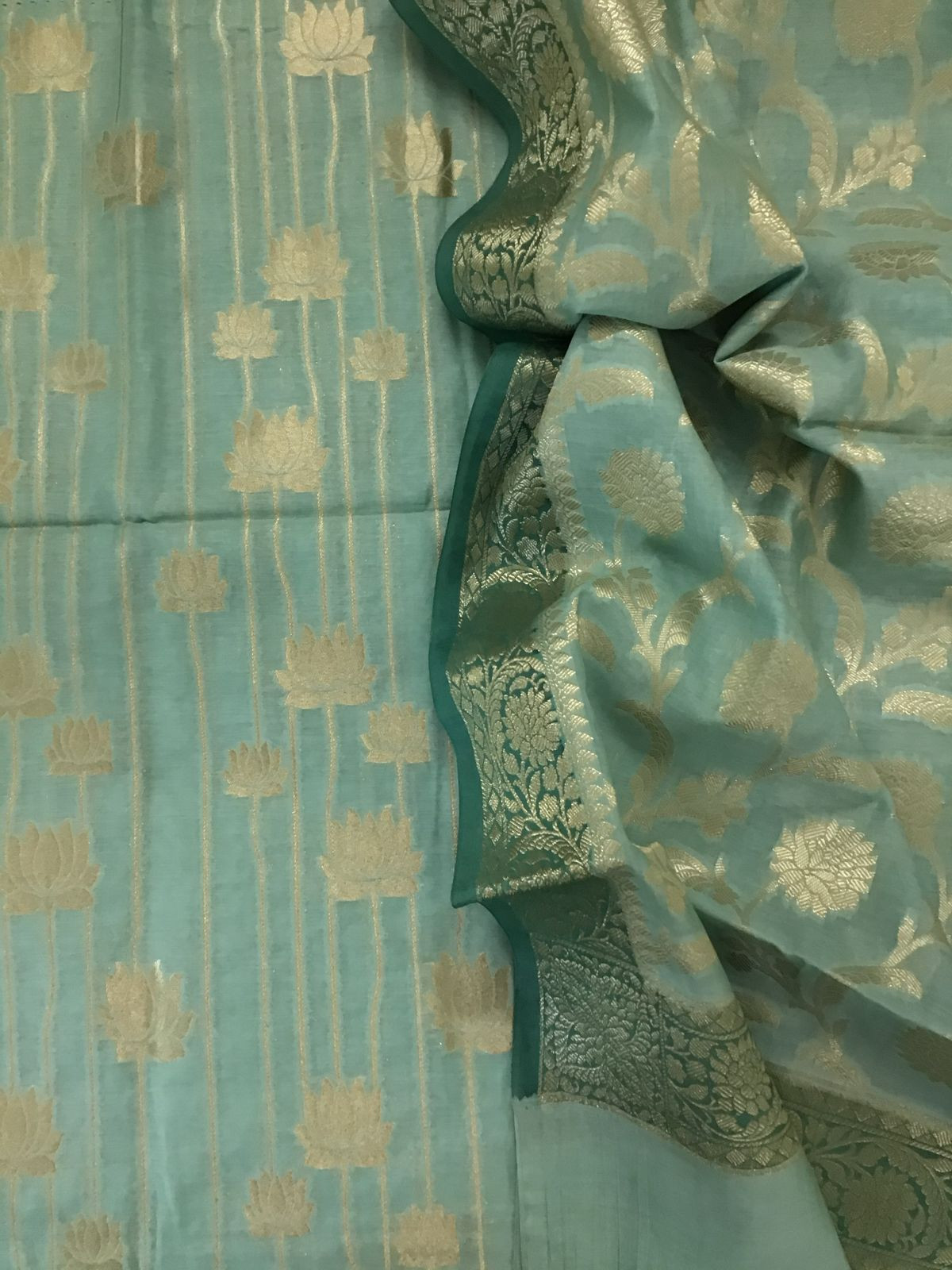 Soft Chanderi Banarasi Weaved Suit - Green