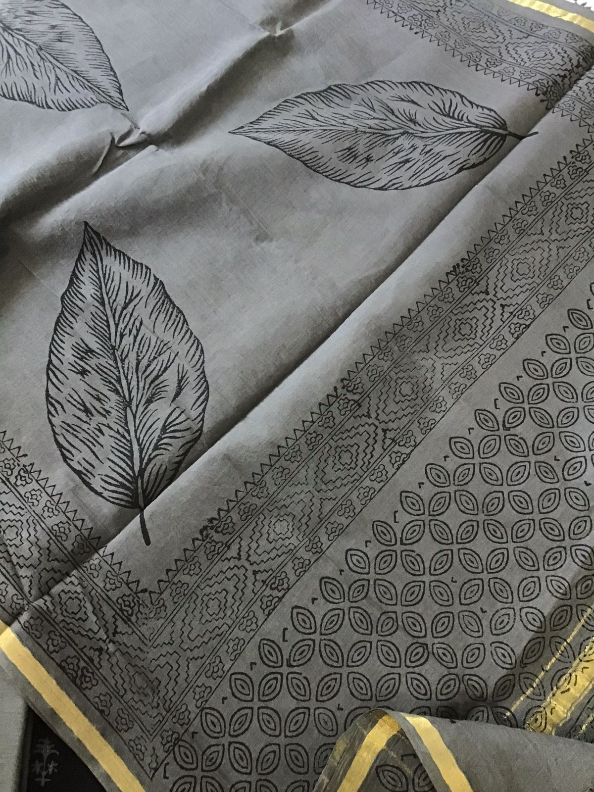 Pure Cotton Printed Embroidered Suit - Black