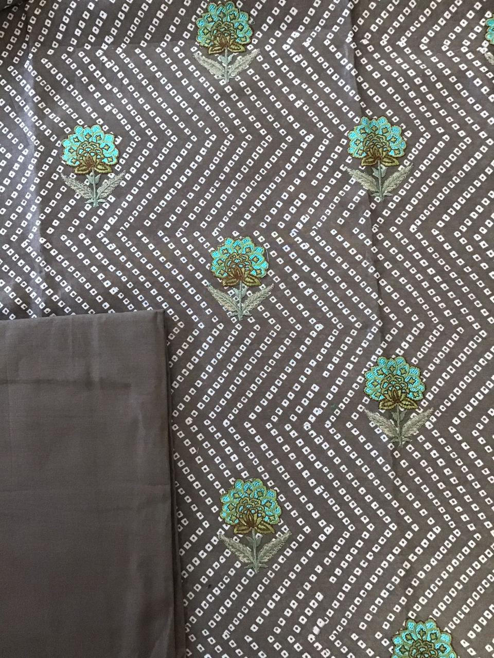 Pure Maheshwari Printed Embroidered Suit - Beige