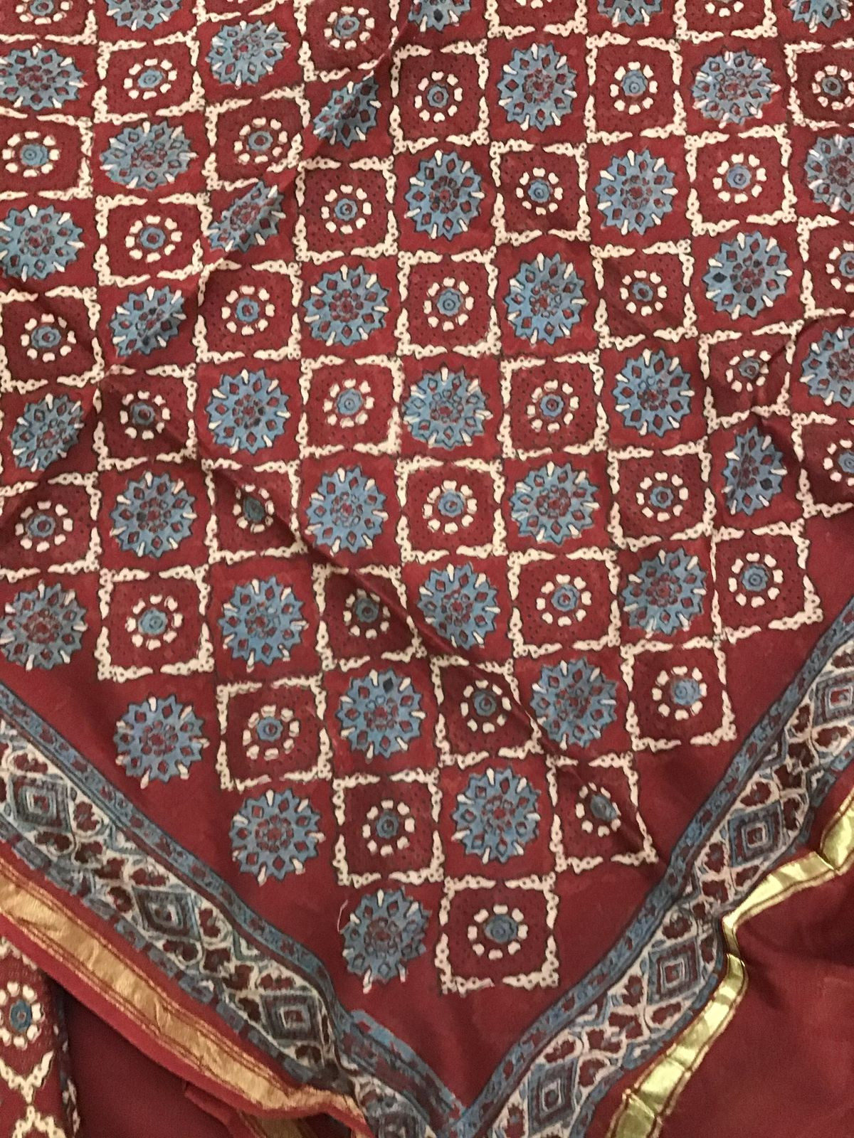 Pure Cotton Printed Embroidered Suit - Maroon