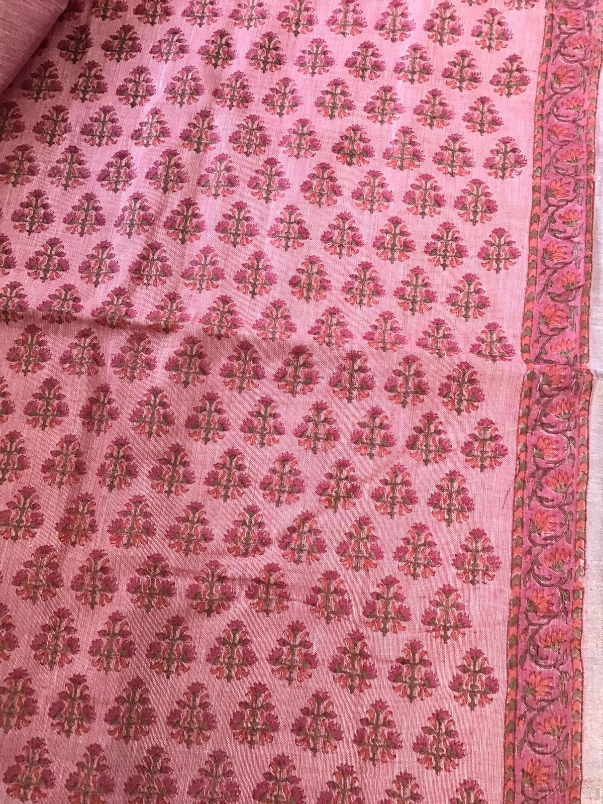 Pure Thick Jute Cotton Printed Suit - Pink