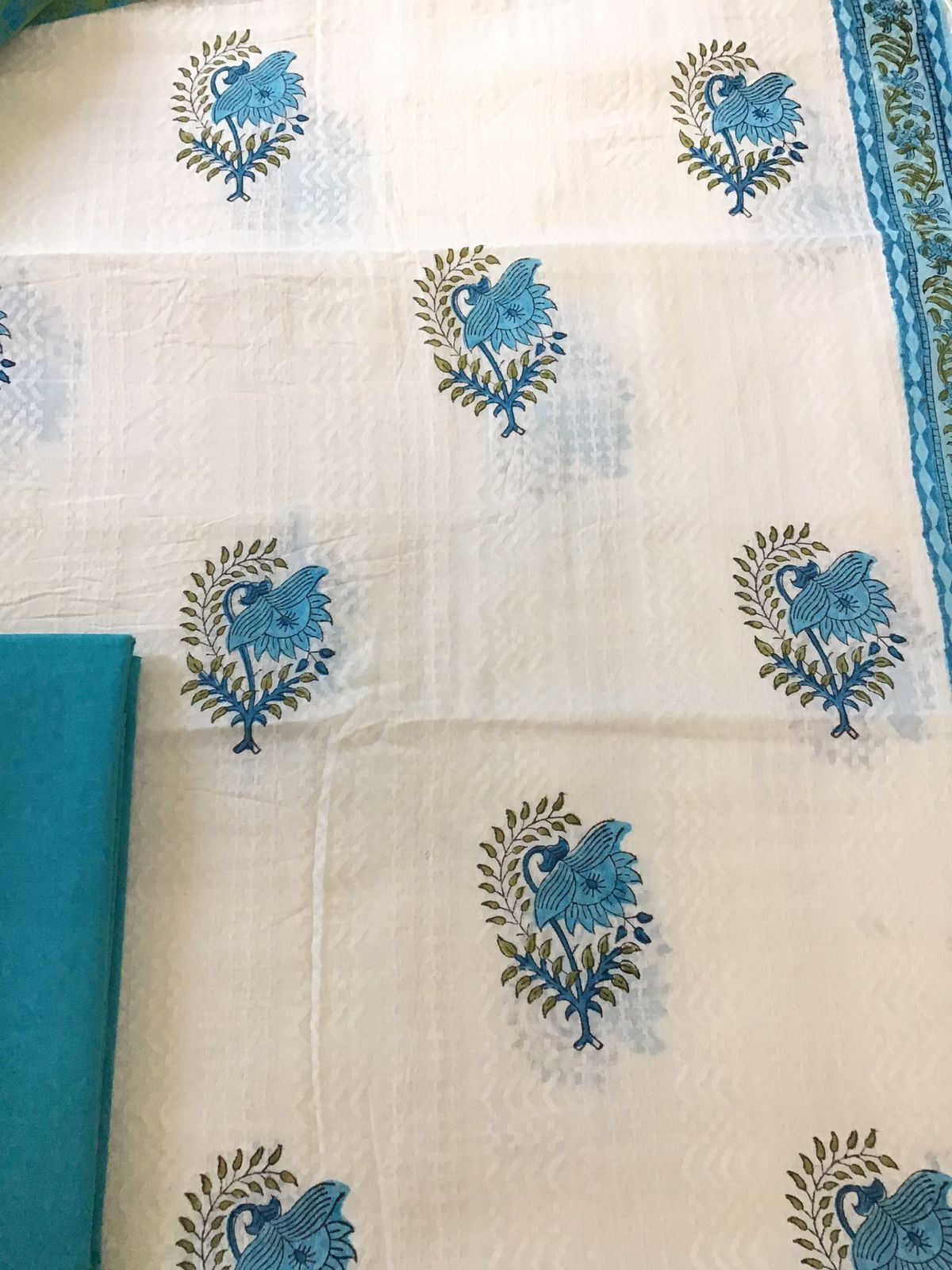 Pure Cotton Self Embroidered Printed Suit - Off White