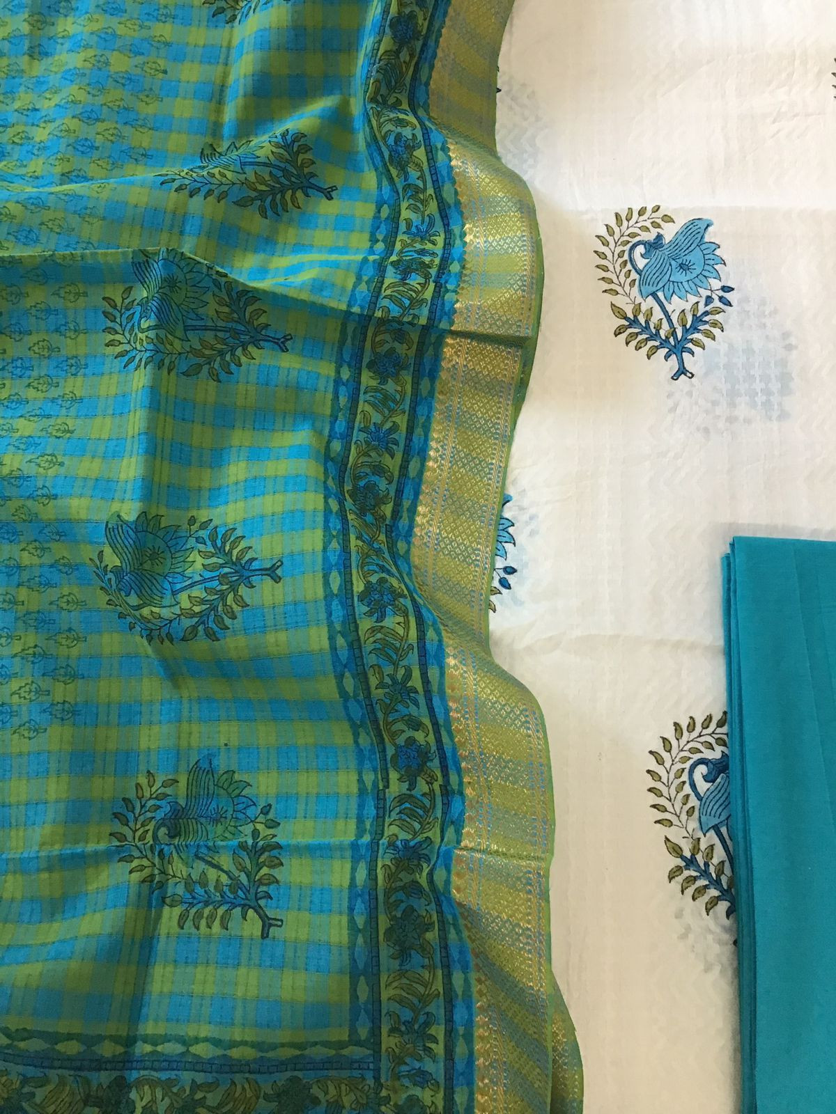 Pure Cotton Self Embroidered Printed Suit - Off White