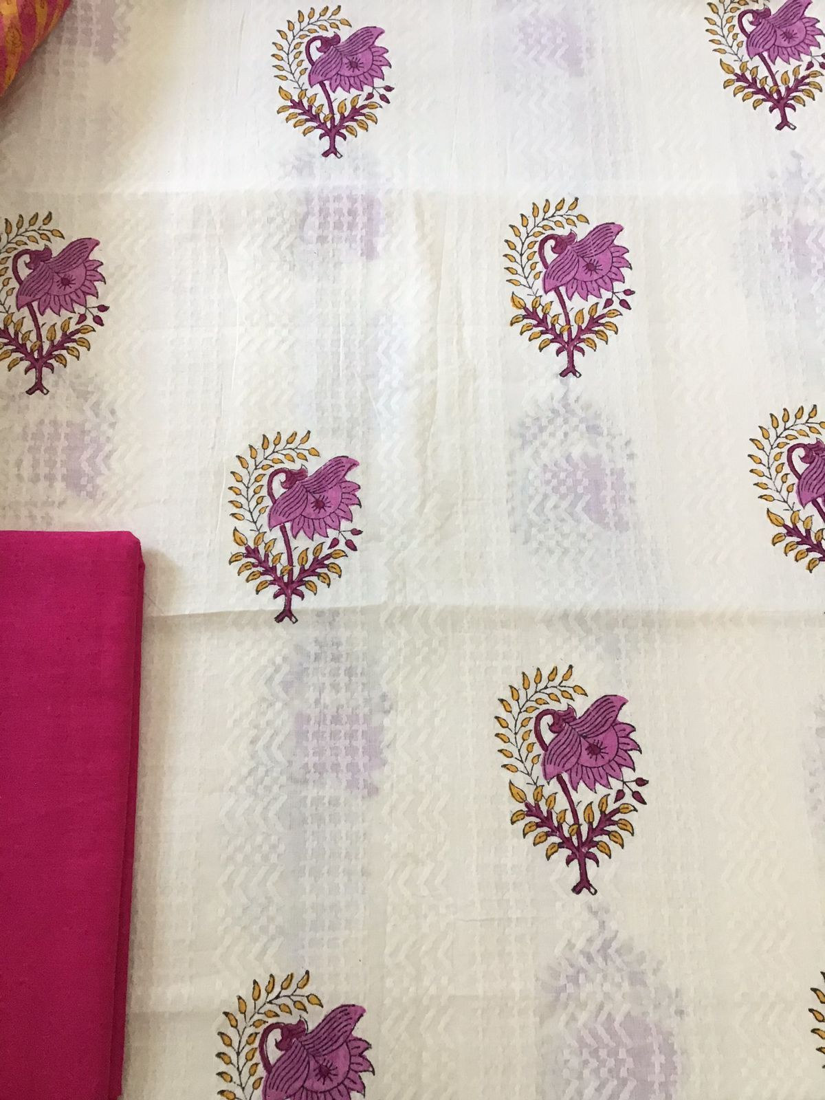 Pure Cotton Self Embroidered Printed Suit - Off White