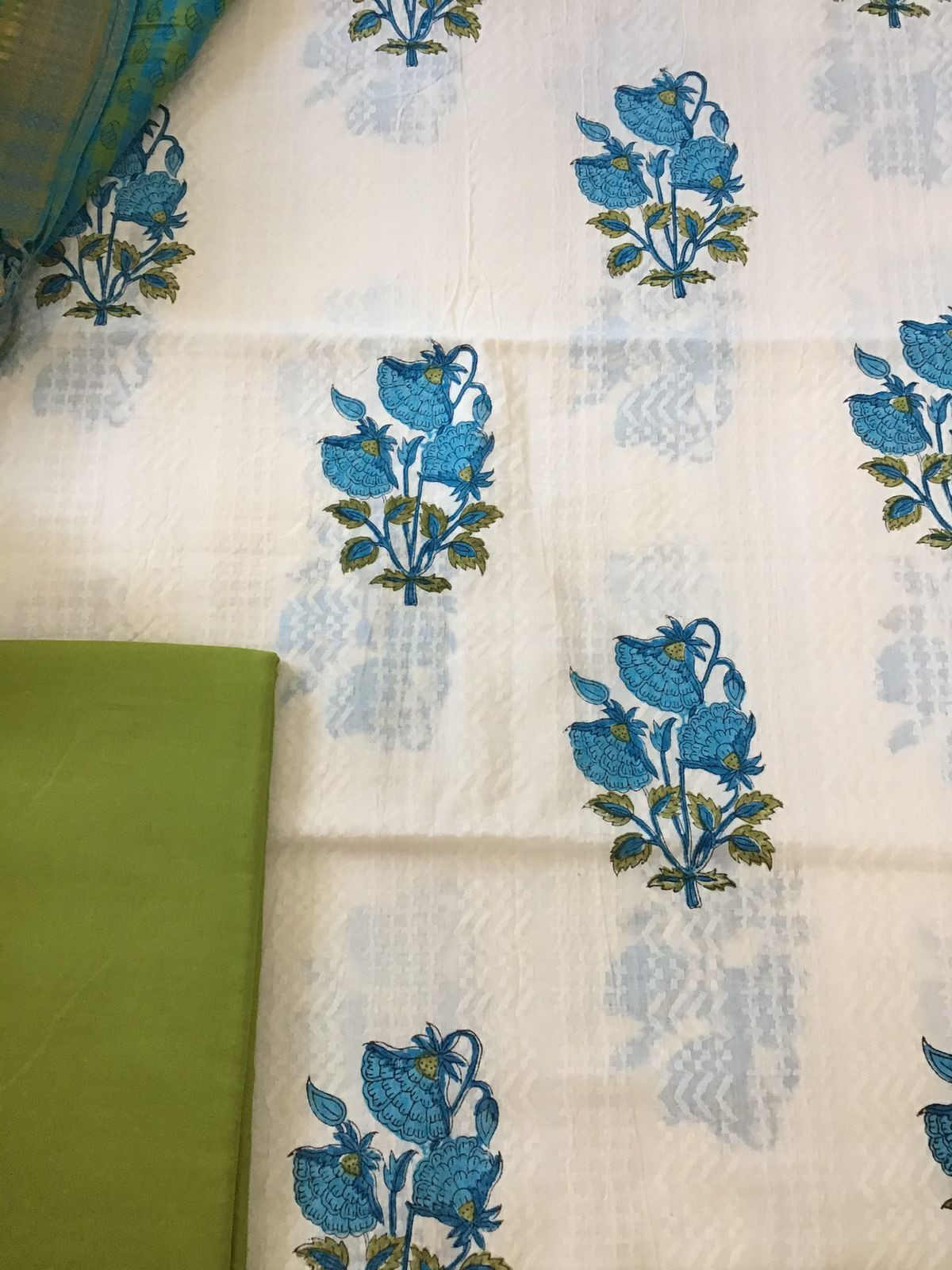 Pure Cotton Self Embroidered Printed Suit - Off White