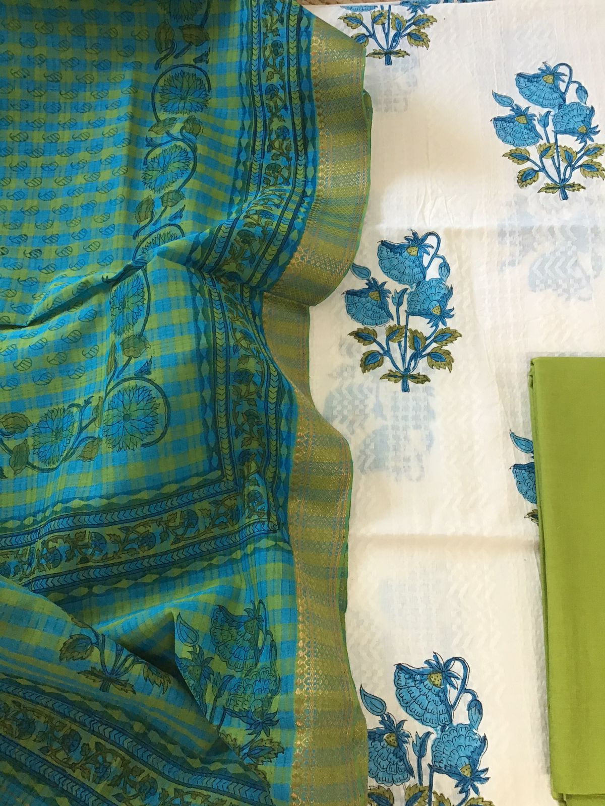 Pure Cotton Self Embroidered Printed Suit - Off White