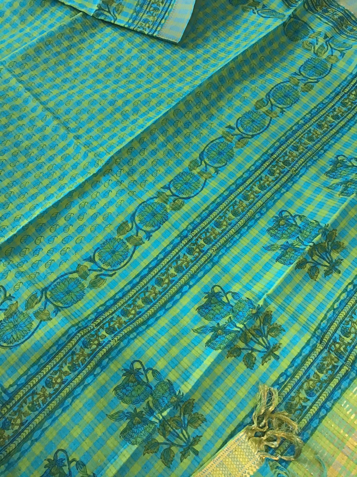 Pure Cotton Self Embroidered Printed Suit - Off White