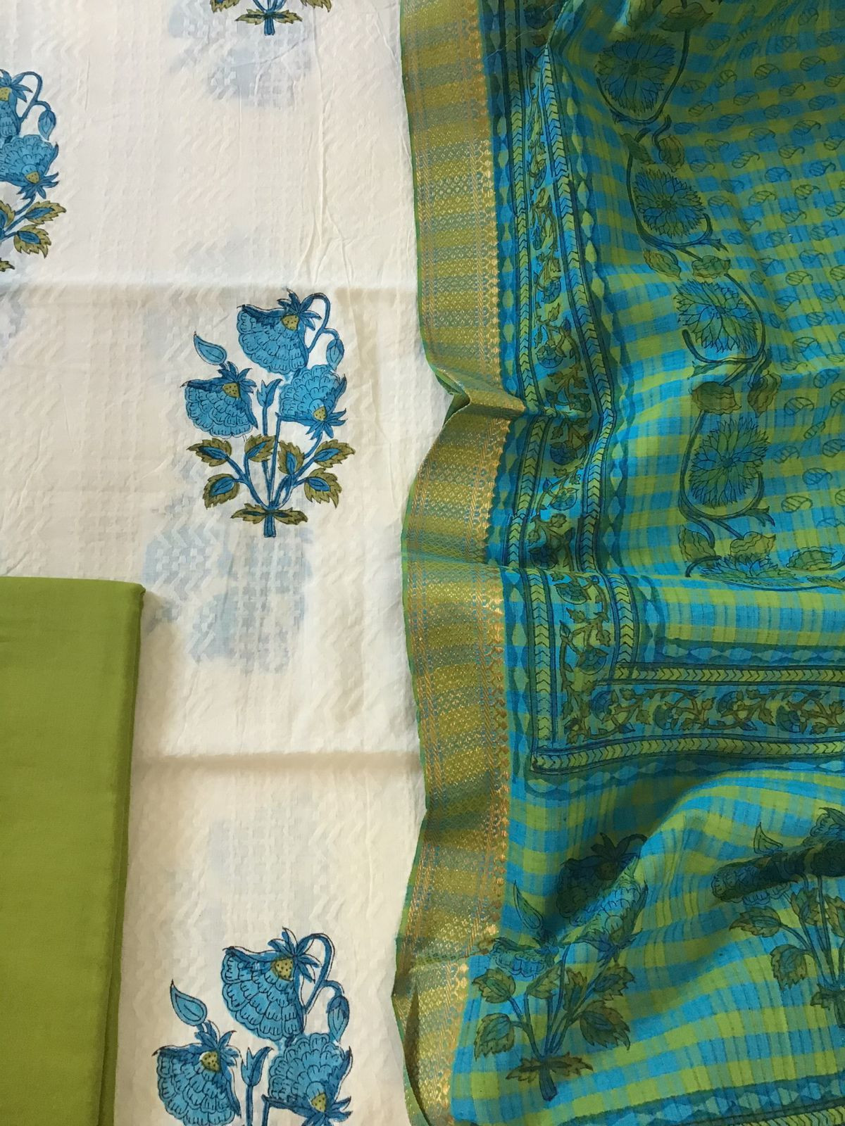 Pure Cotton Self Embroidered Printed Suit - Off White