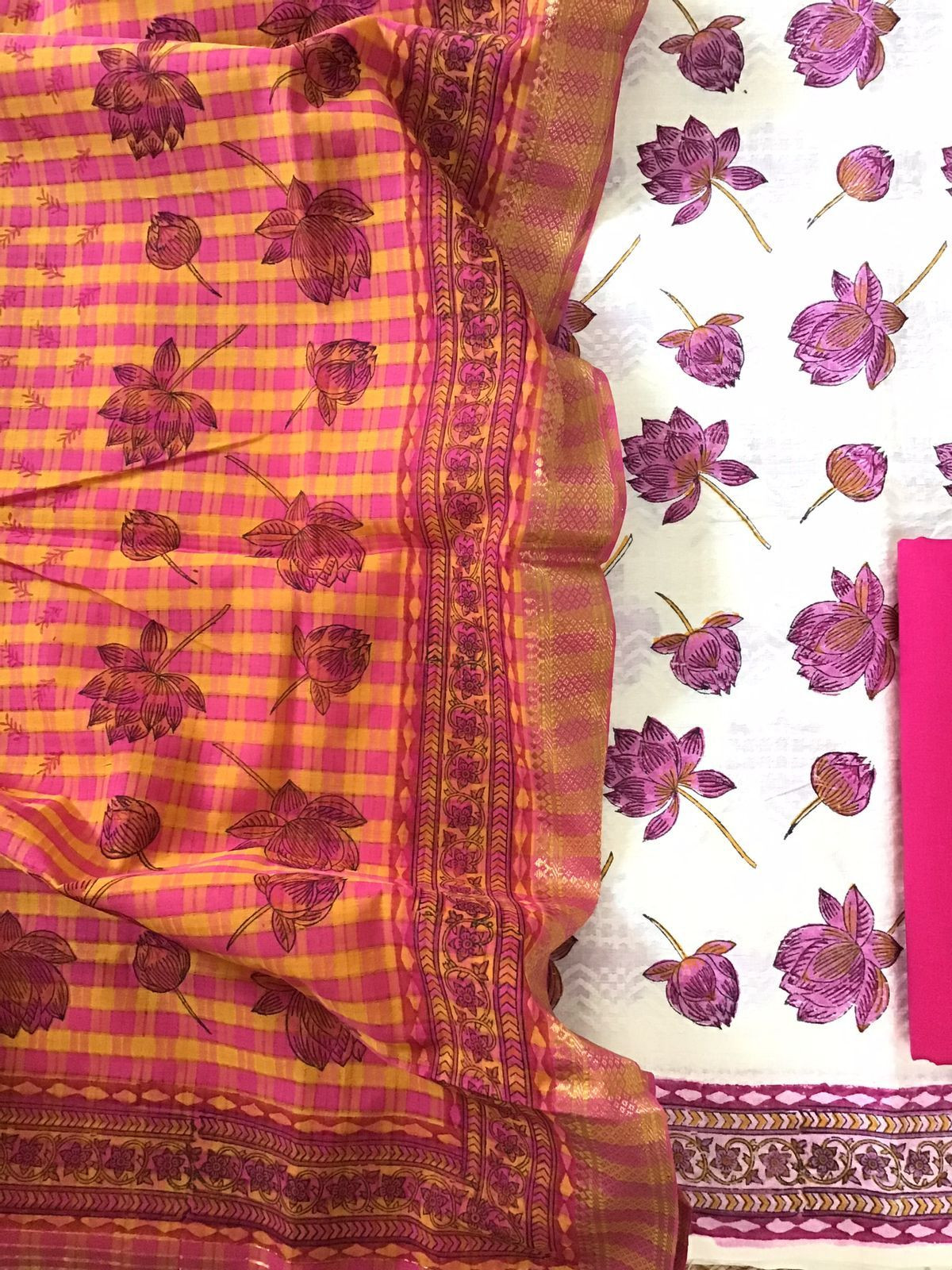 Pure Cotton Self Embroidered Printed Suit - Off White