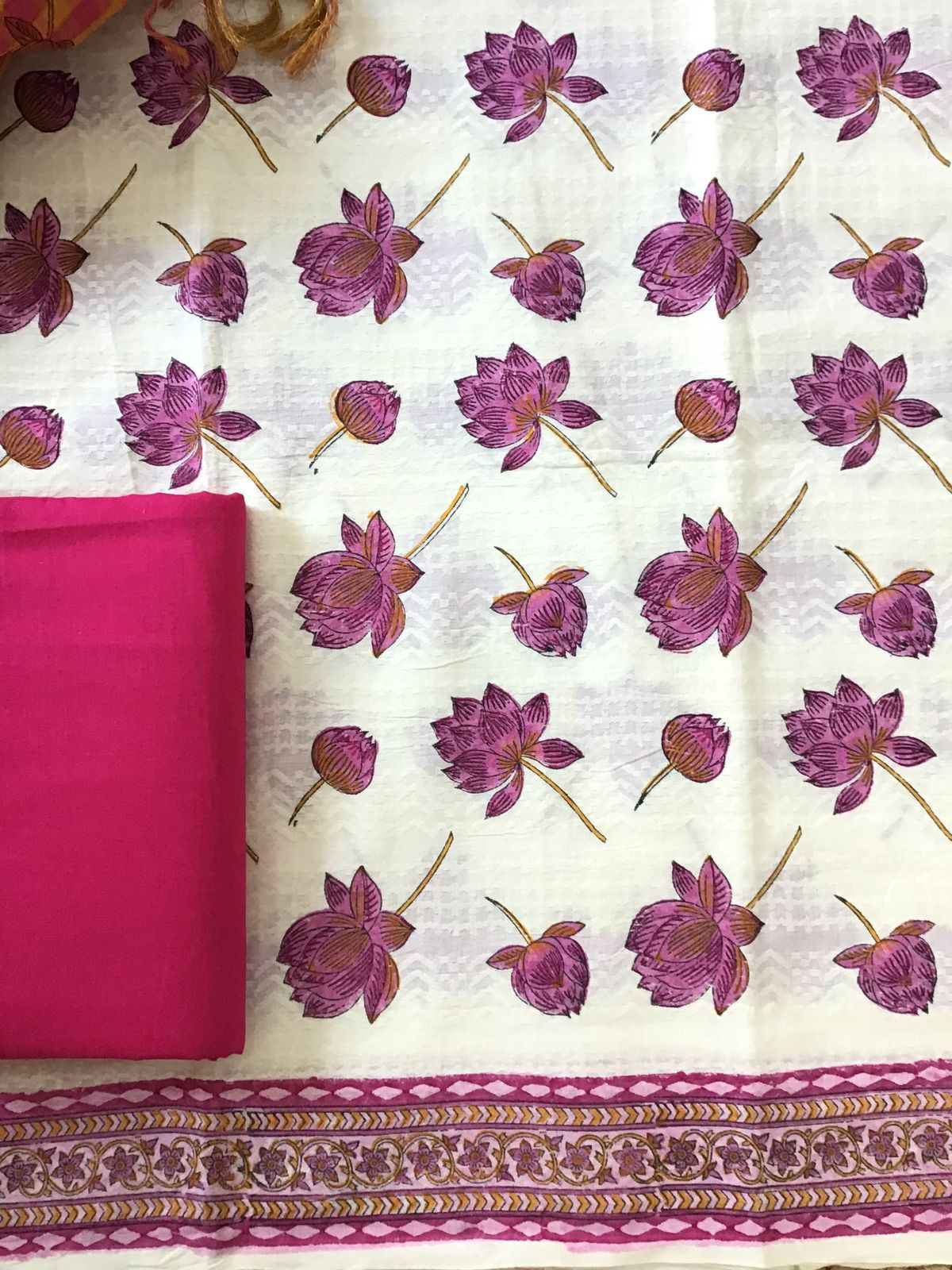 Pure Cotton Self Embroidered Printed Suit - Off White