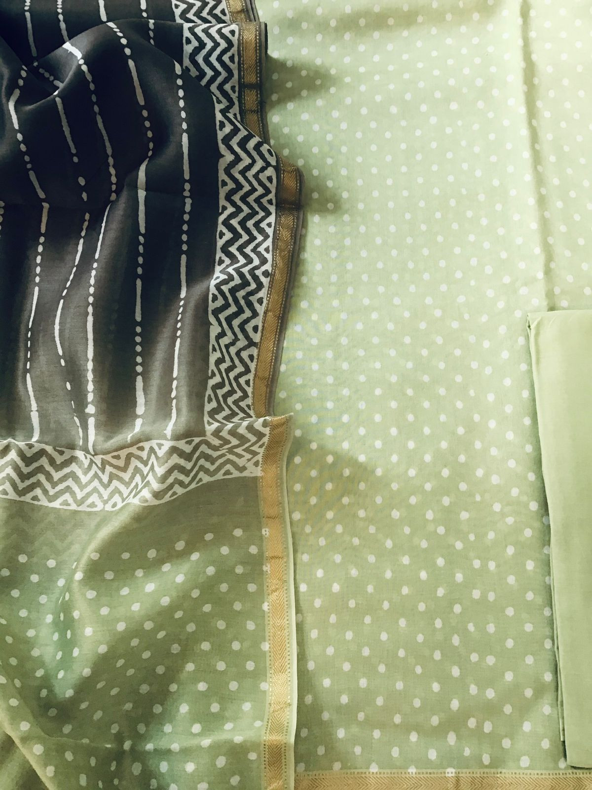 Pure Maheshwari Printed Suit - Green