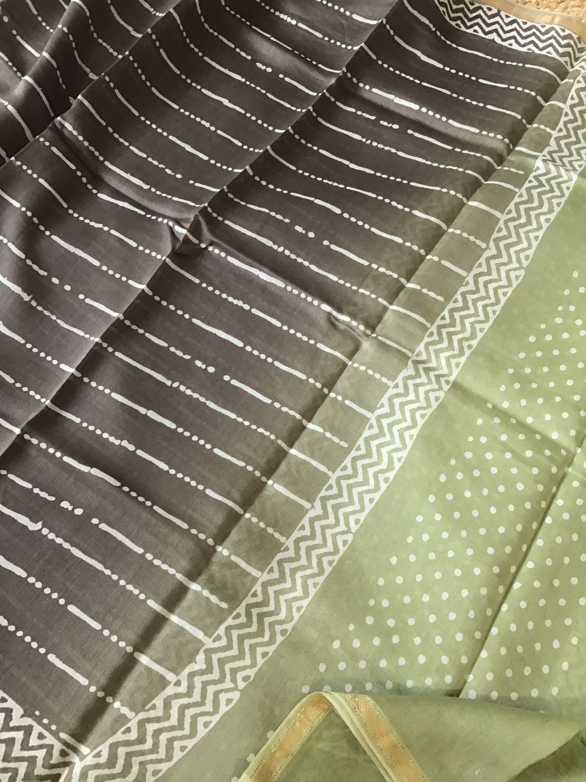 Pure Maheshwari Printed Suit - Green