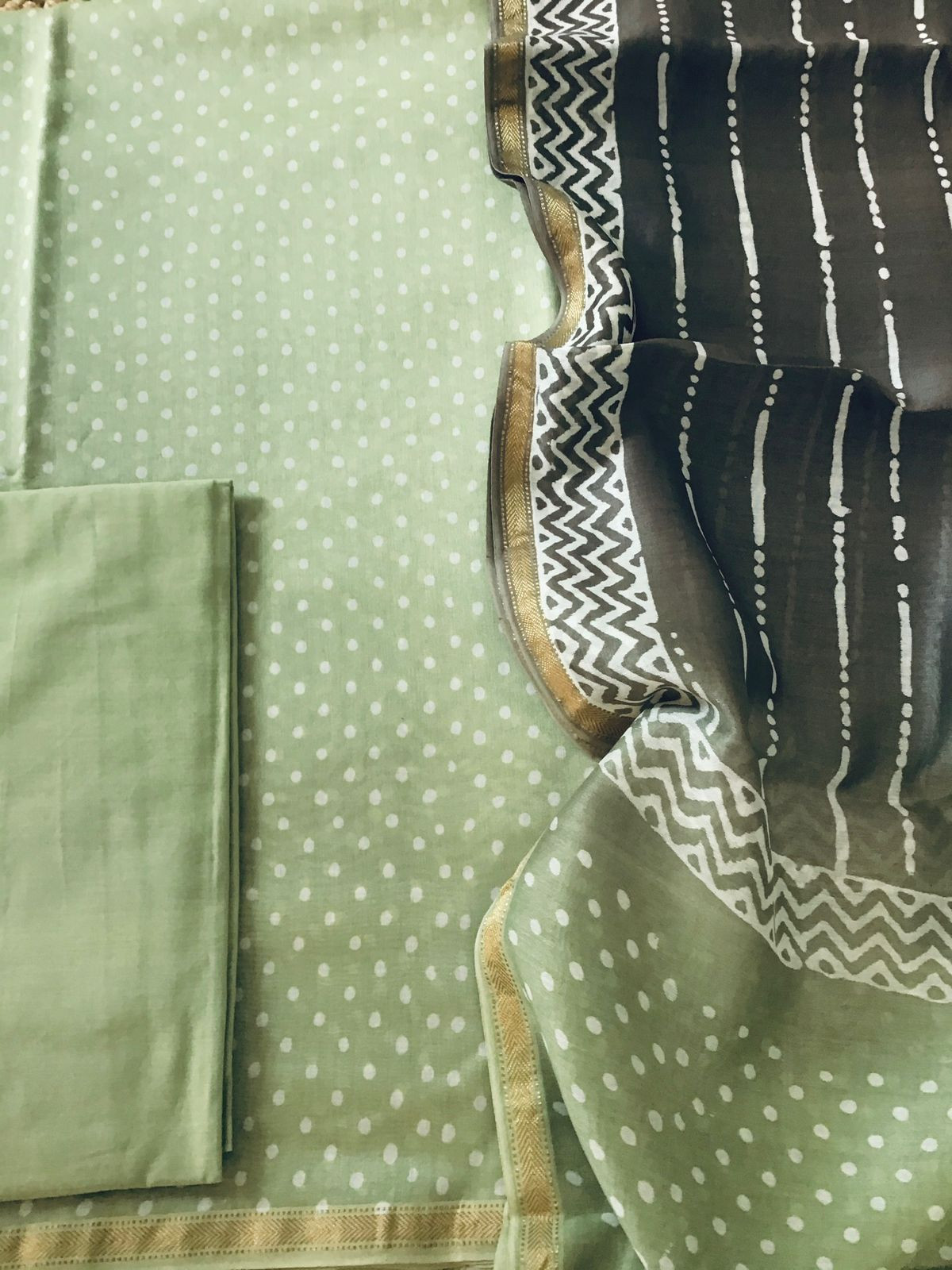 Pure Maheshwari Printed Suit - Green