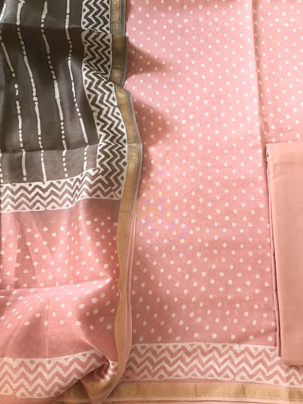 Pure Maheshwari Printed Suit - Pink