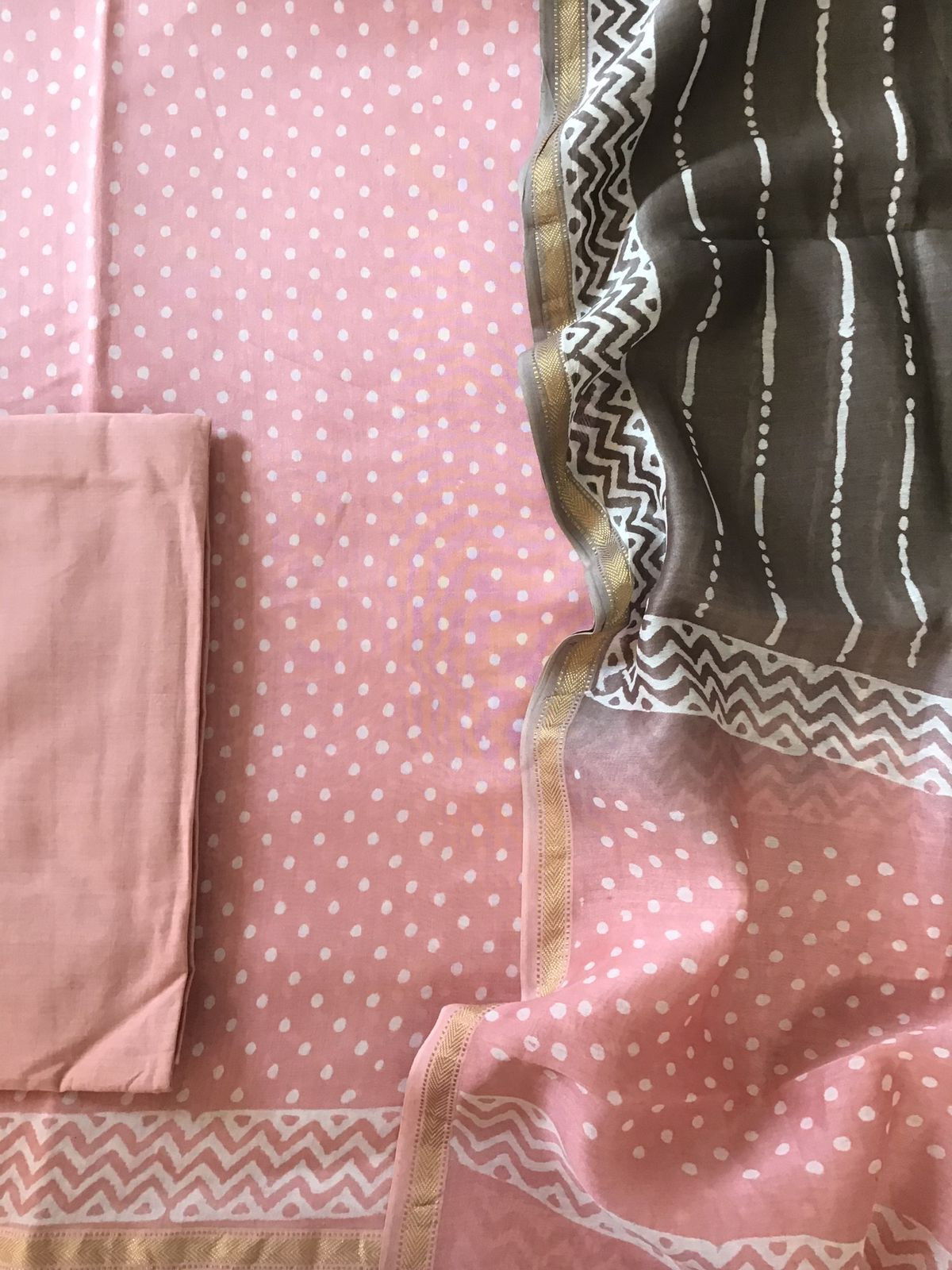 Pure Maheshwari Printed Suit - Pink