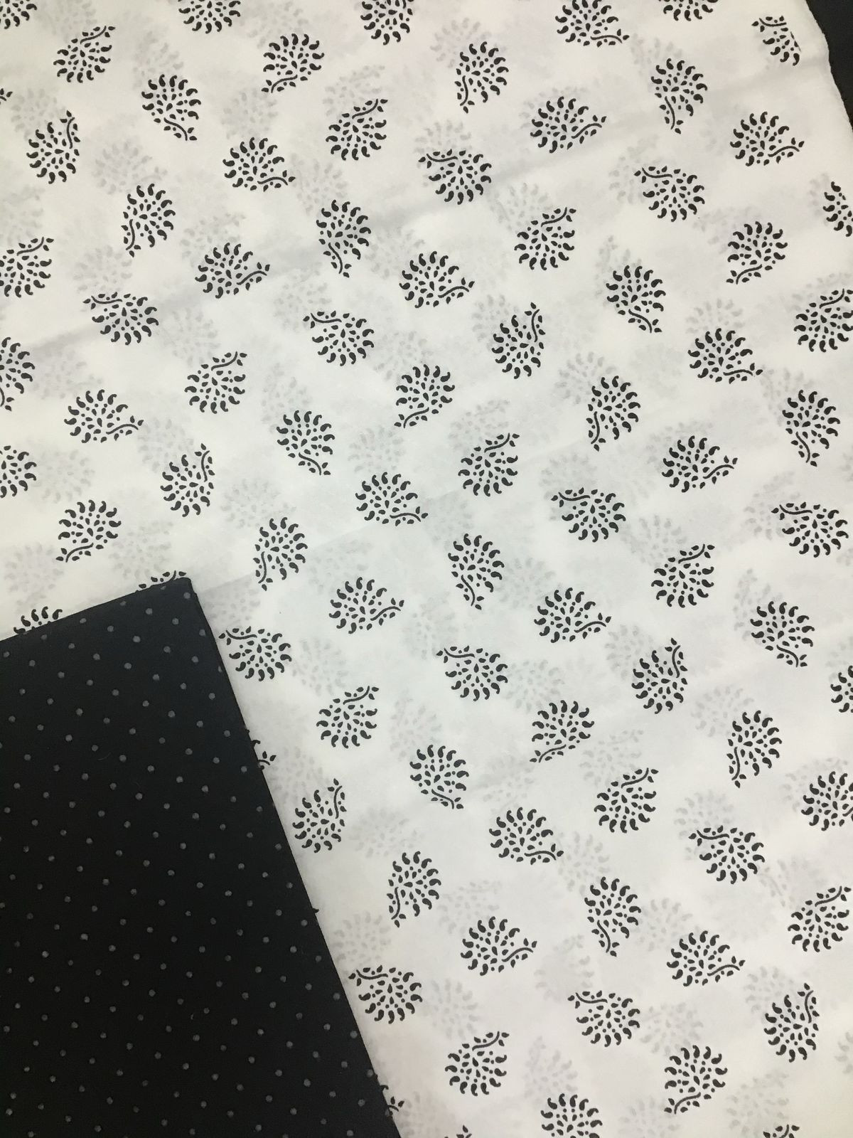 Pure Cotton Printed Self Weaved Suit - White